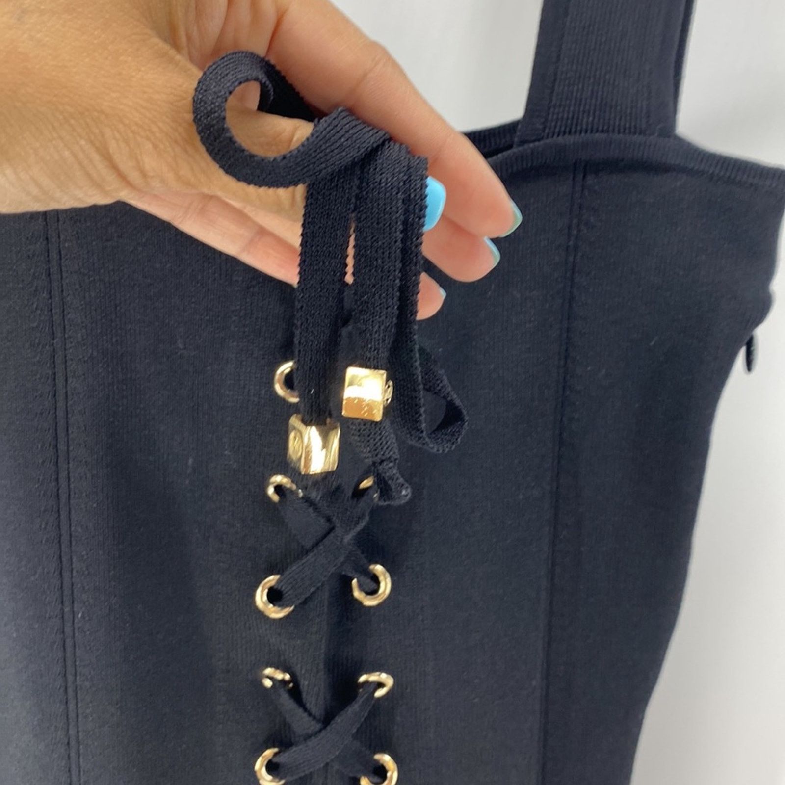 Michael Kors Michael Kors mini ribbed gold accent lace up front black Size XXS / US 00 / IT 34 - 5 Thumbnail