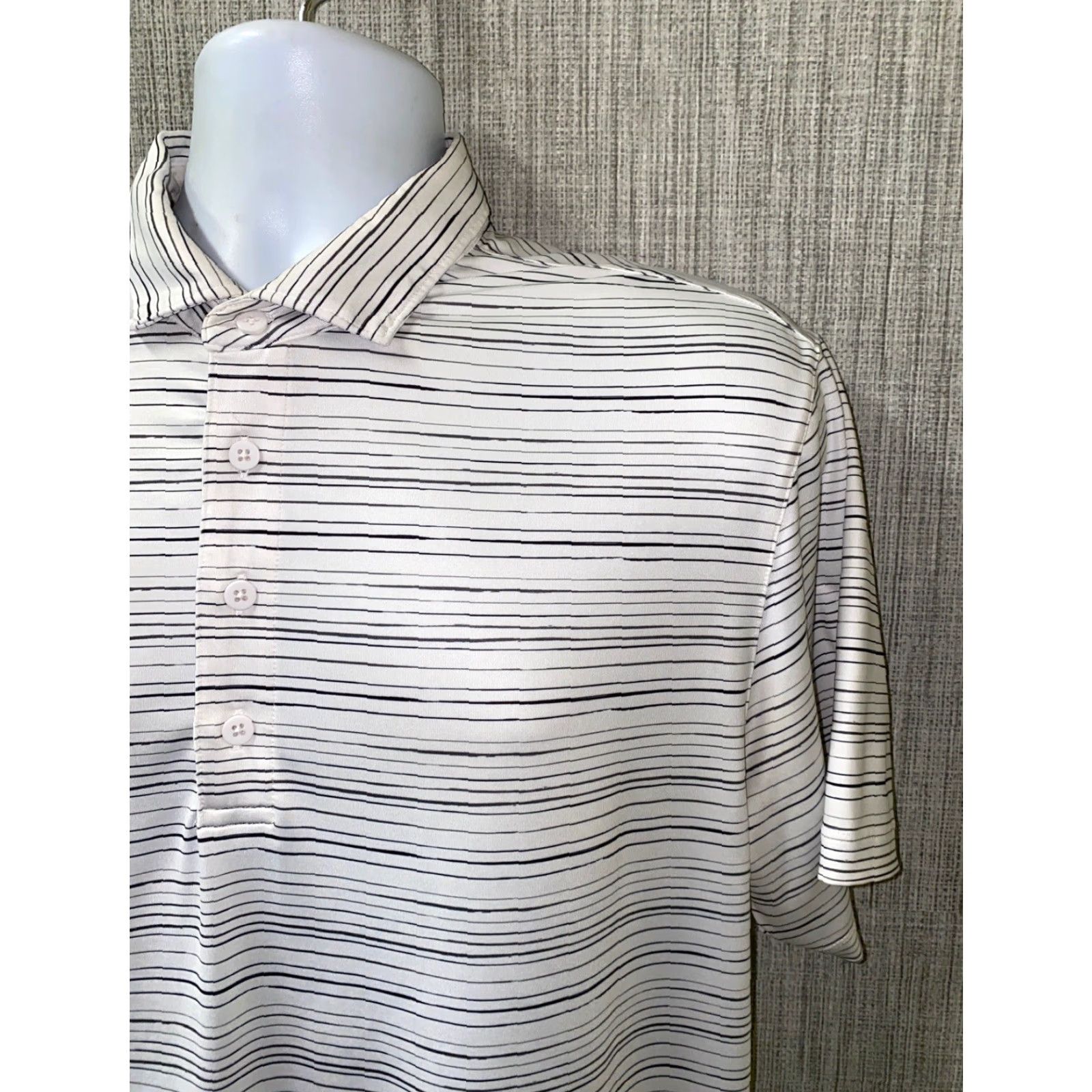 Vintage Matte Grey Mens White Striped Golf Polo Shirt M Shirt Mens Regular Size M Gray Striped Polo Shirt Size US M / EU 48-50 / 2 - 2 Thumbnail