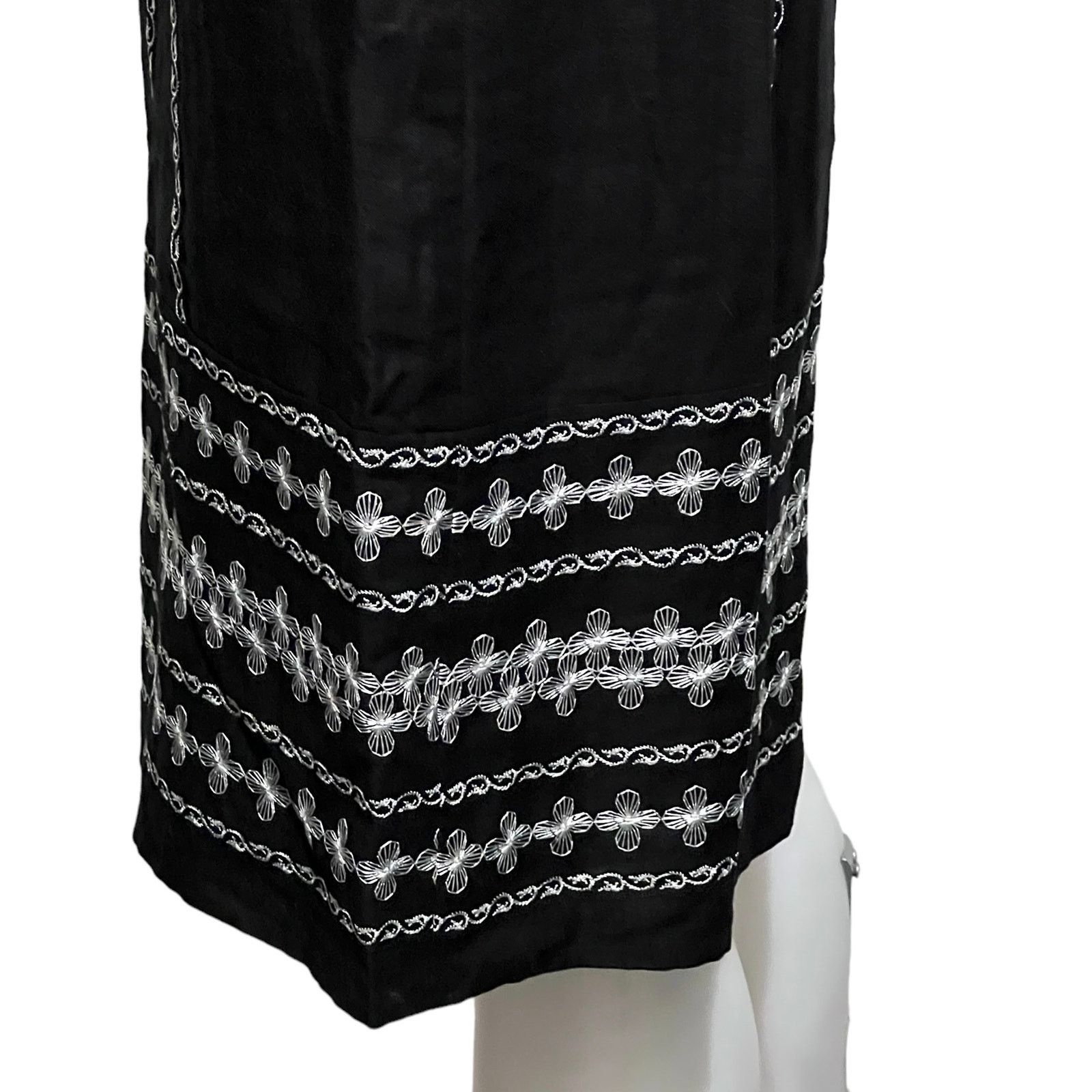 Ann Taylor Ann Taylor Black Embroidered Linen Dress Spaghetti Straps 4 Size S / US 4 / IT 40 - 7 Thumbnail