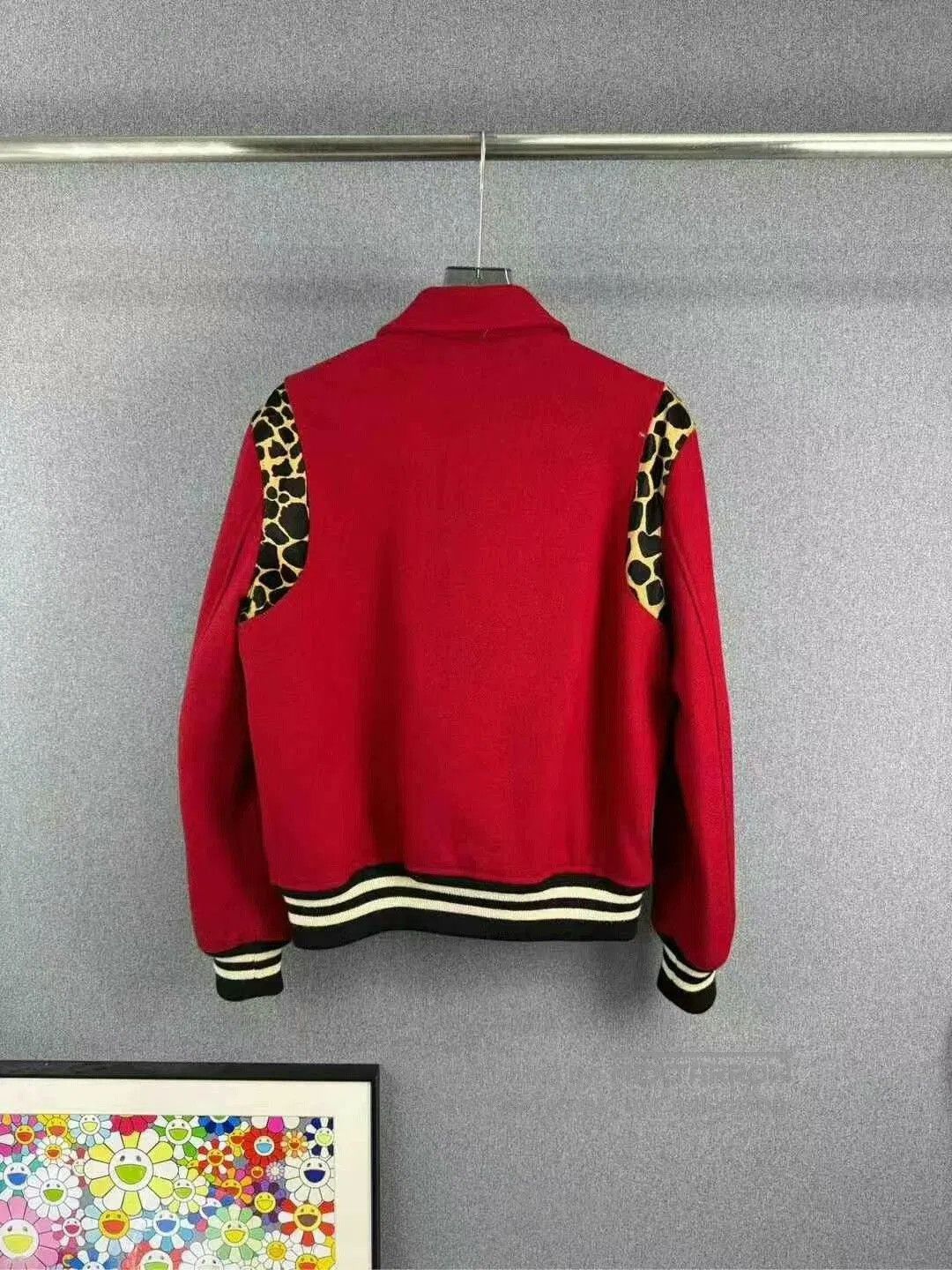 Saint Laurent Paris red leopard print baseball jacket by saint laurent. Size US L / EU 52-54 / 3 - 2 Thumbnail