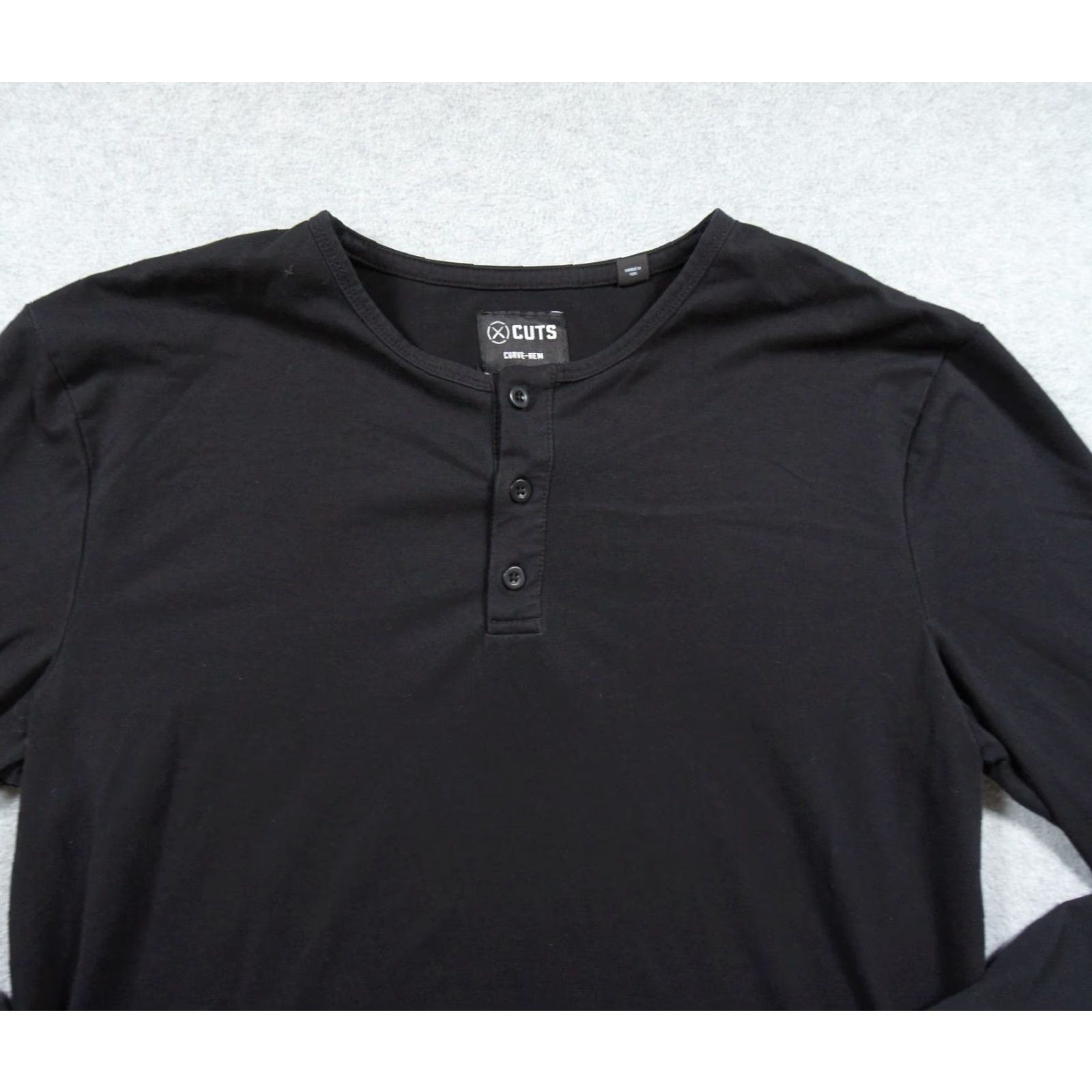 Cuts Cuts Shirt Mens Large Black Henley Long Sleeve Curve Hem Stretch Casual Adult Shirt Mens Large Black Henley Long Sleeve Curve Hem Stretch Casual Adult Size US L / EU 52-54 / 3 - 2 Thumbnail