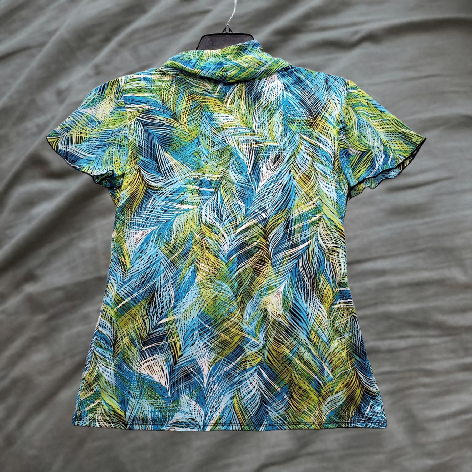 Element Elementz Blouse Top Womens Multicolor Tropical Print Cap Sleeve V-Neck Beaded Size M / US 6-8 / IT 42-44 - 1 Thumbnail