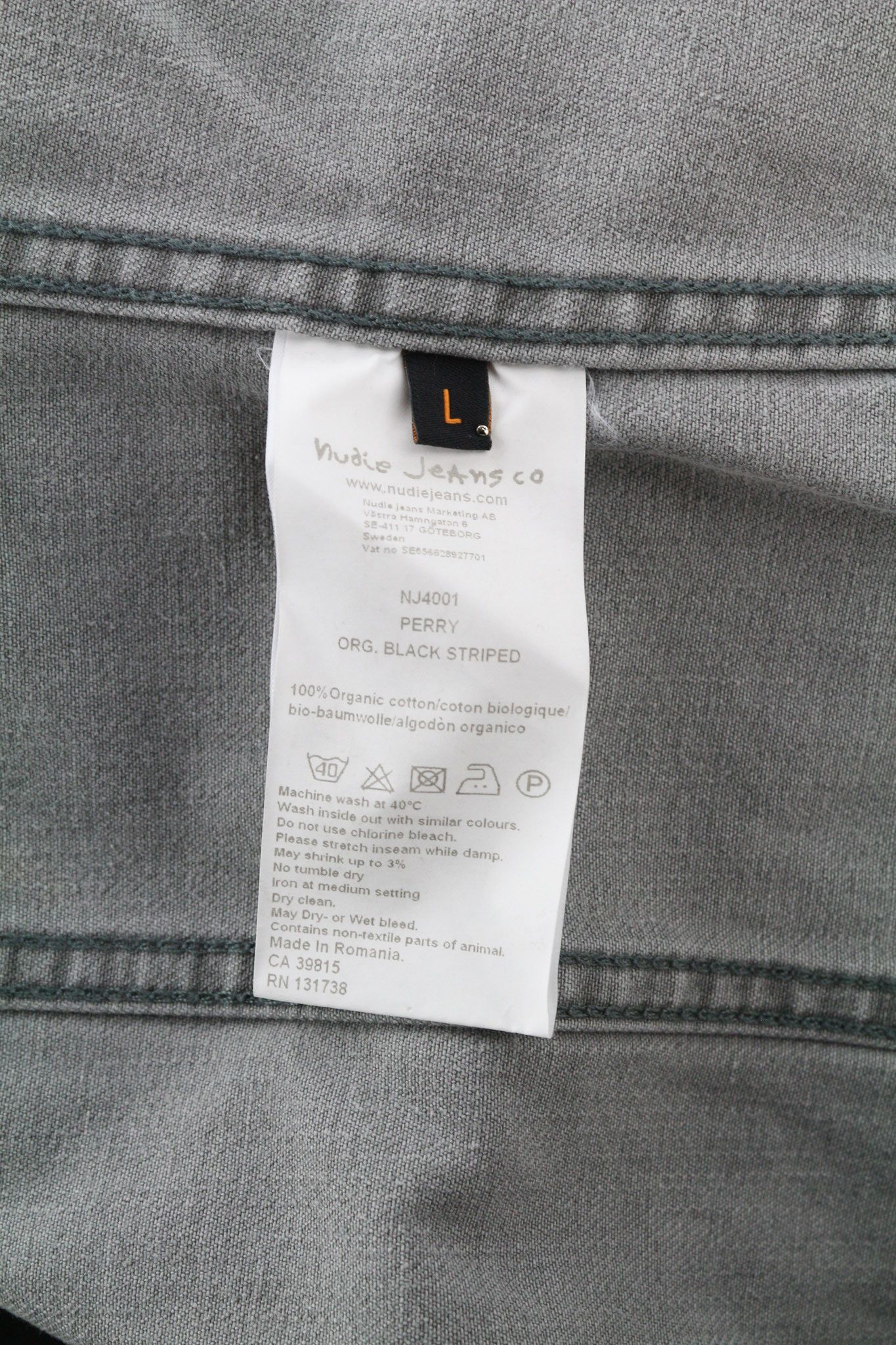 Nudie Jeans PERRY L Organic Black Striped Washed Logo Jacket 80743 Size US L / EU 52-54 / 3 - 6 Thumbnail