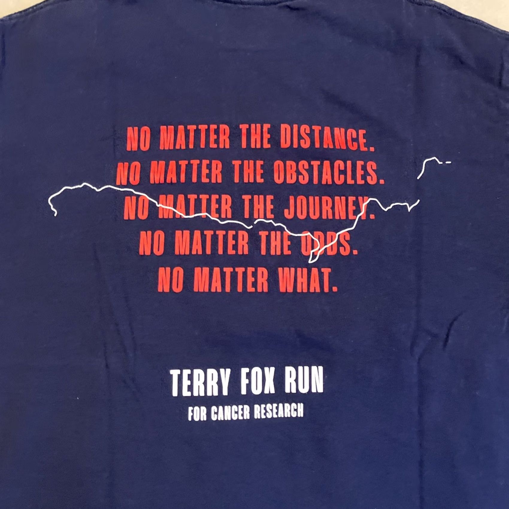 Adidas VINTAGE Adidas T-Shirt Men L NO MATTER WHAT Marathon Of Hope Terry Fox Blue Short Sleeve Graphic Print Shirt Mens L Size US L / EU 52-54 / 3 - 5 Thumbnail
