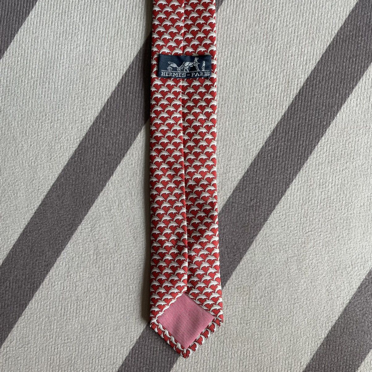 Hermes Vintage Hermes Dolphin Silk Necktie Size ONE SIZE - 3 Thumbnail