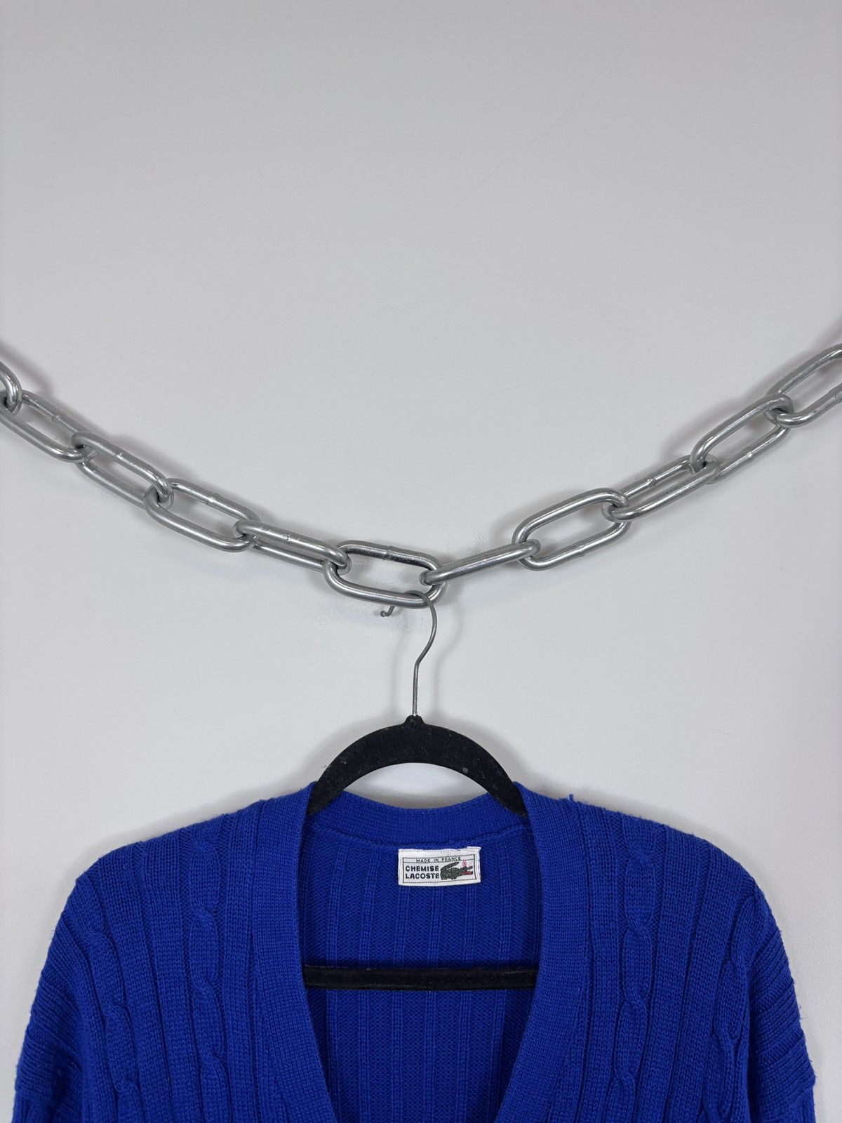 Lacoste Vintage Lacoste Men’s Blue Cable-Knit Wool Cardigan Sweater Size US M / EU 48-50 / 2 - 3 Thumbnail