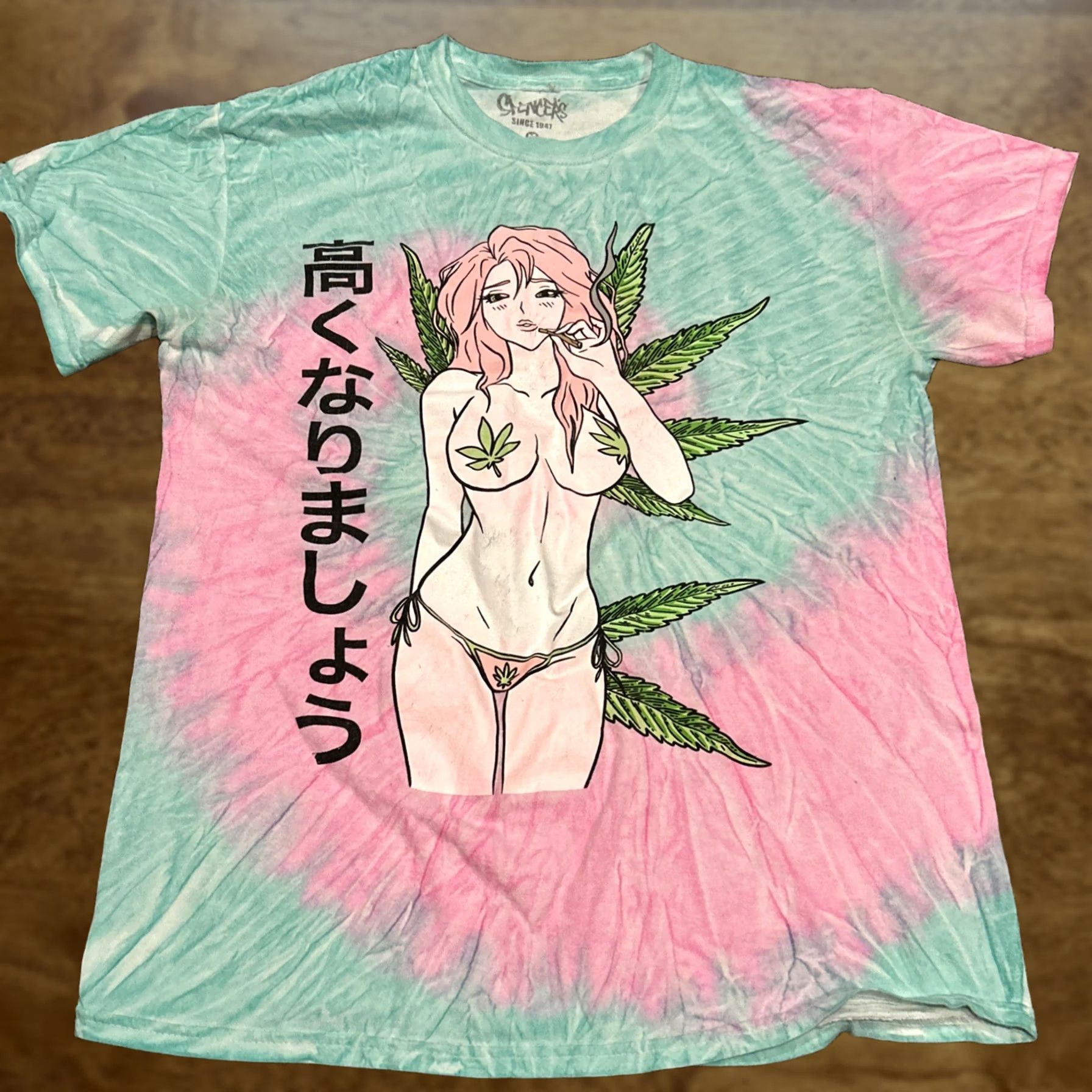 Vintage Spencers Shirt Womens Medium Pink Tie Dye Anime Girl Crew Neck Short Sleeve T-Shirt Size M / US 6-8 / IT 42-44 - 1 Thumbnail