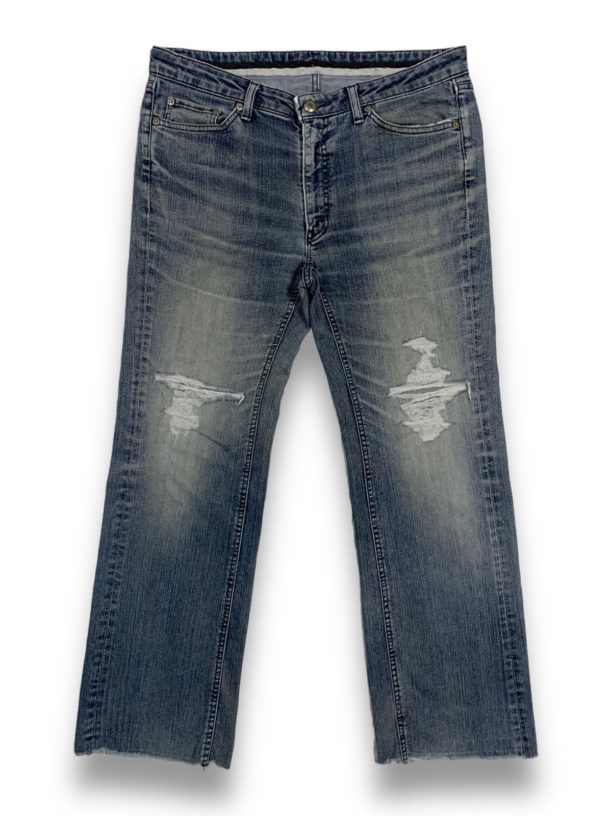 Japanese Brand Vintage Y2K Japanese Brand Frayed Leg Baggy Distressed Jeans Size US 34 / EU 50 - 1 Thumbnail