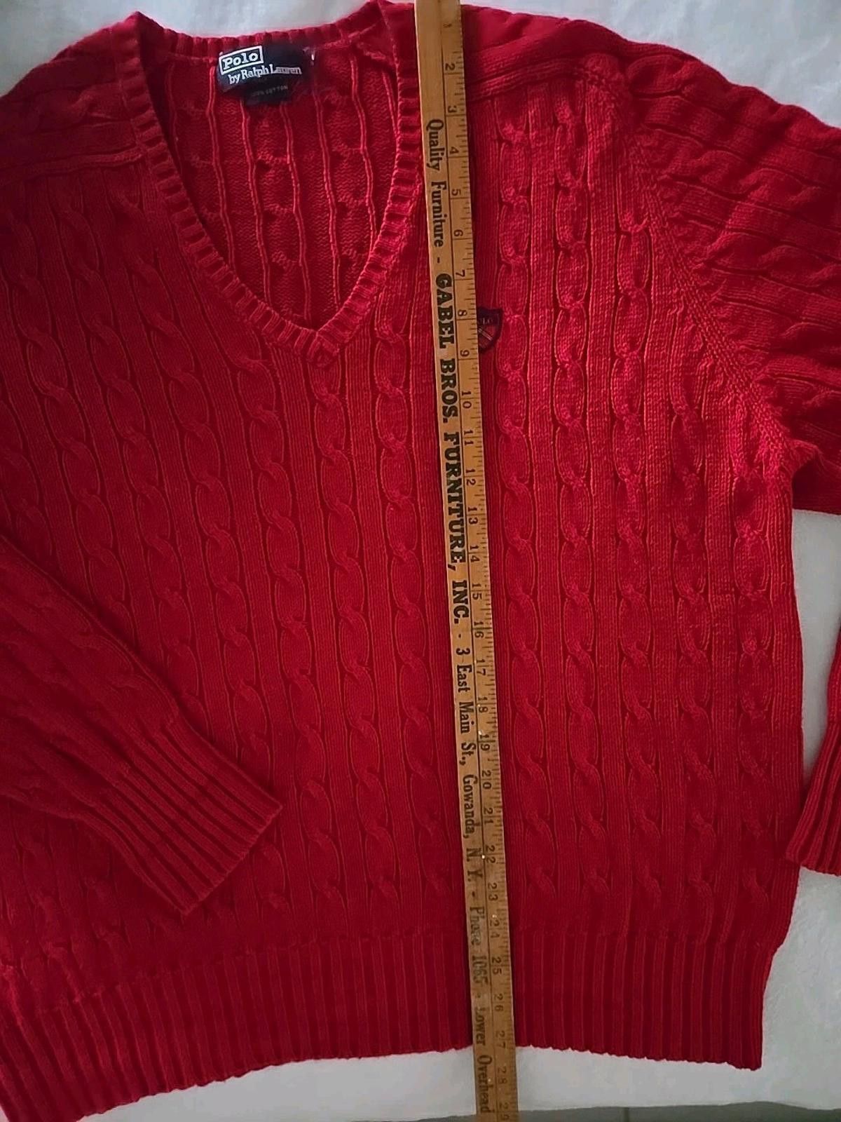 Polo Ralph Lauren Vtg Polo Ralph Lauren Sweater Cable Knit V-Neck Men's Sz L Size US L / EU 52-54 / 3 - 7 Thumbnail