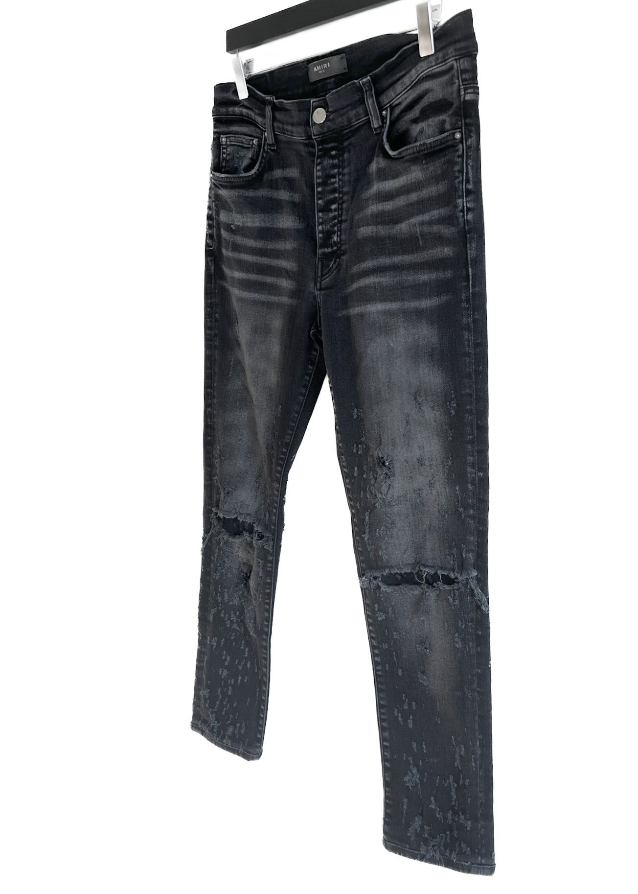 Amiri Amiri Washed Black Shotgun Distressed Jeans Size US 32 / EU 48 - 2 Thumbnail