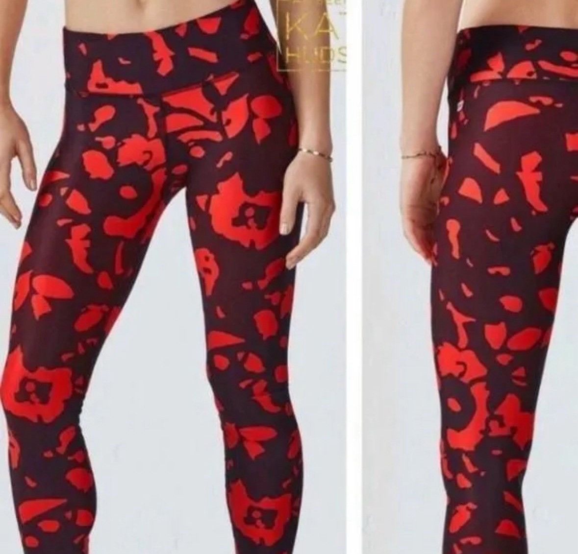 Fabletics FABLETICS mid-rise PowerHold Print Graphic Red Leggings SZ-L Size 34" / US 12 / IT 48 - 2 Thumbnail