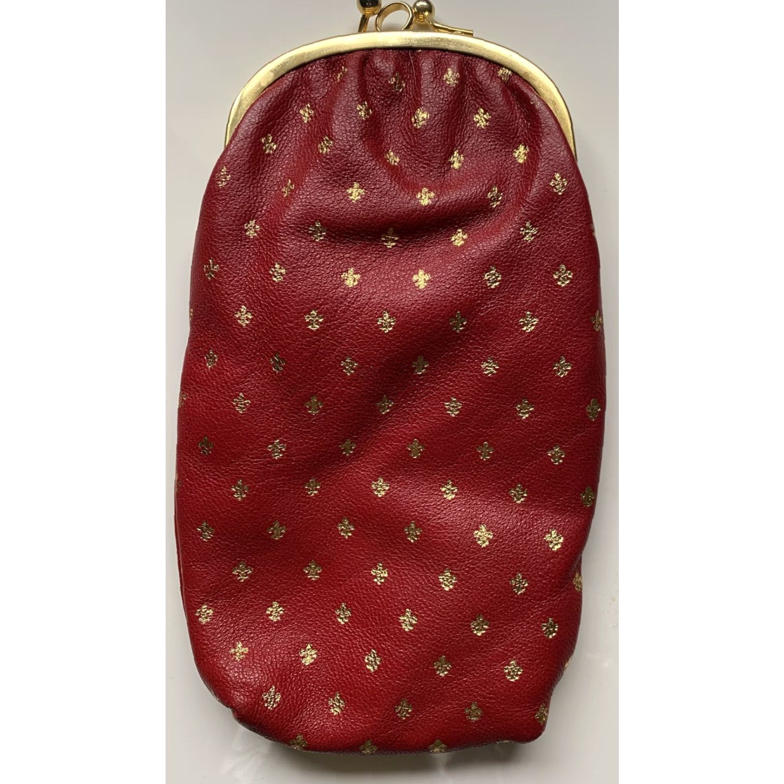 Vintage Vintage Red Leather Fleur De Lis Clutch Bag Italy Leather Clutch Red Unbranded Glasses Cig Case Vintage 90s Womens/Unisex Size ONE SIZE - 2 Thumbnail