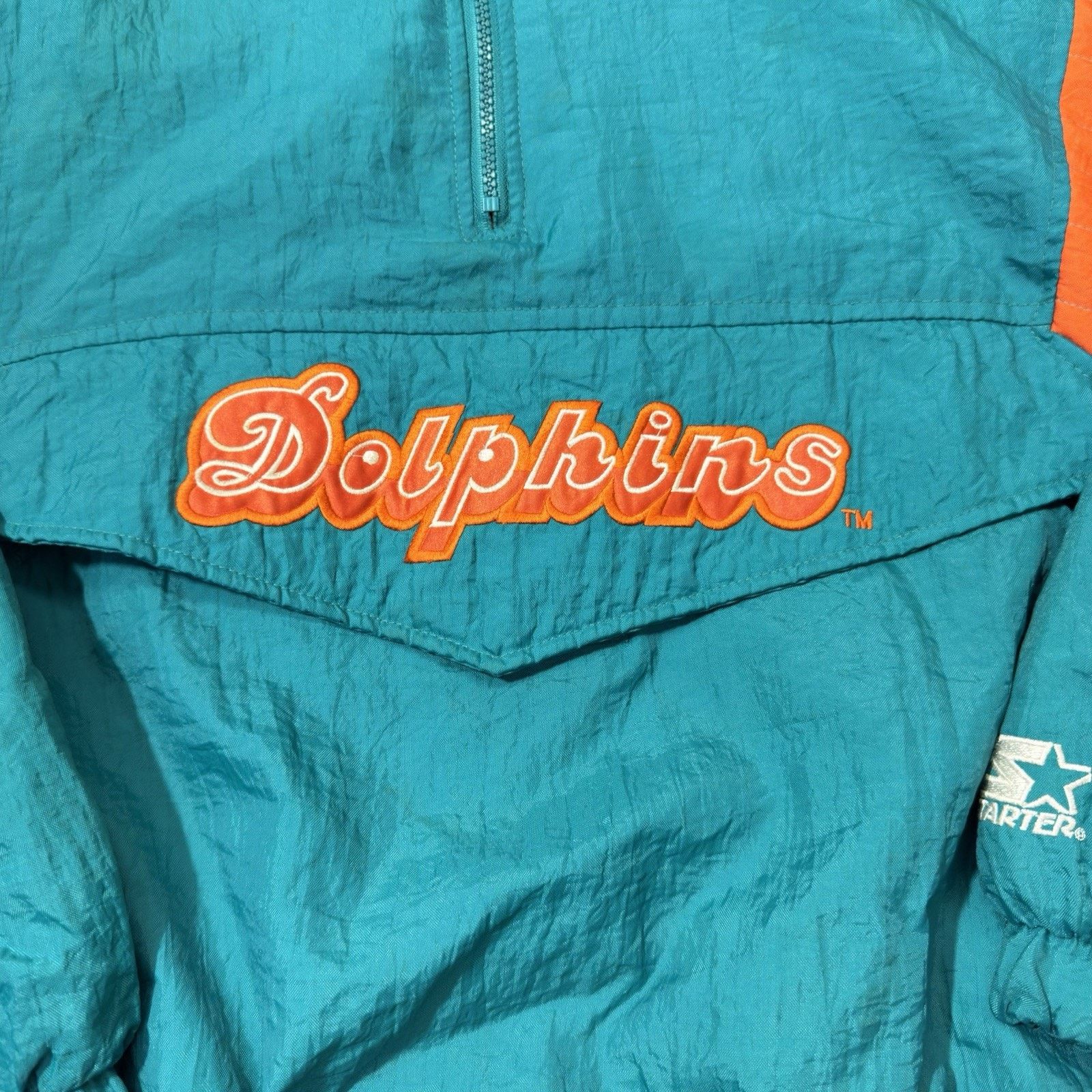 Starter VTG STARTER MIAMI DOLPHINS 1/2 ZIP W HOOD WINTER JACKET XL!! Size US XL / EU 56 / 4 - 3 Thumbnail