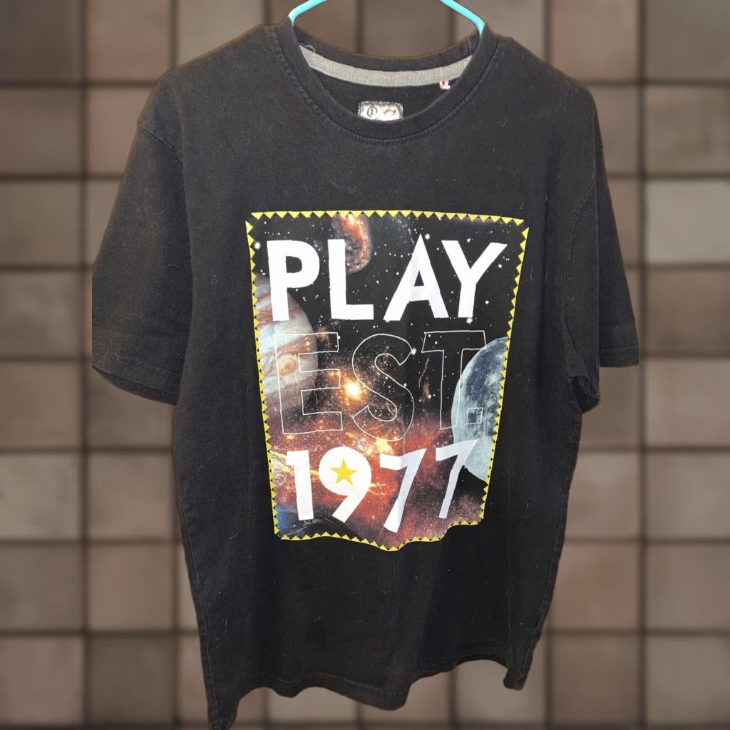 Logo 7 Play Cloths Galaxy Logo T-Shirt Mens Large Black Short Sleeve Hip Hop Size US L / EU 52-54 / 3 - 1 Thumbnail