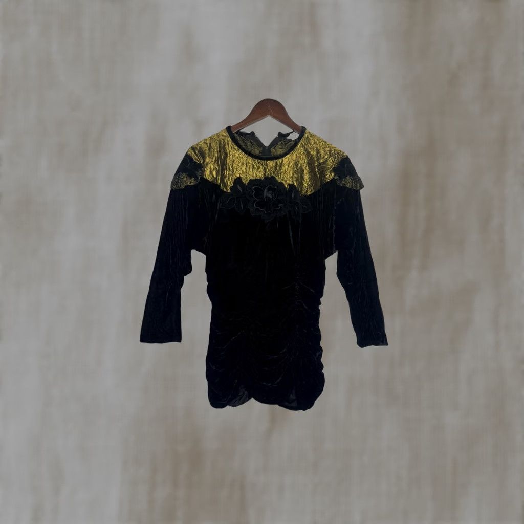 Velvet Place Vendome Mini Black Velvet Dress Women Formal Long Sleeve Size M / US 6-8 / IT 42-44 - 1 Thumbnail