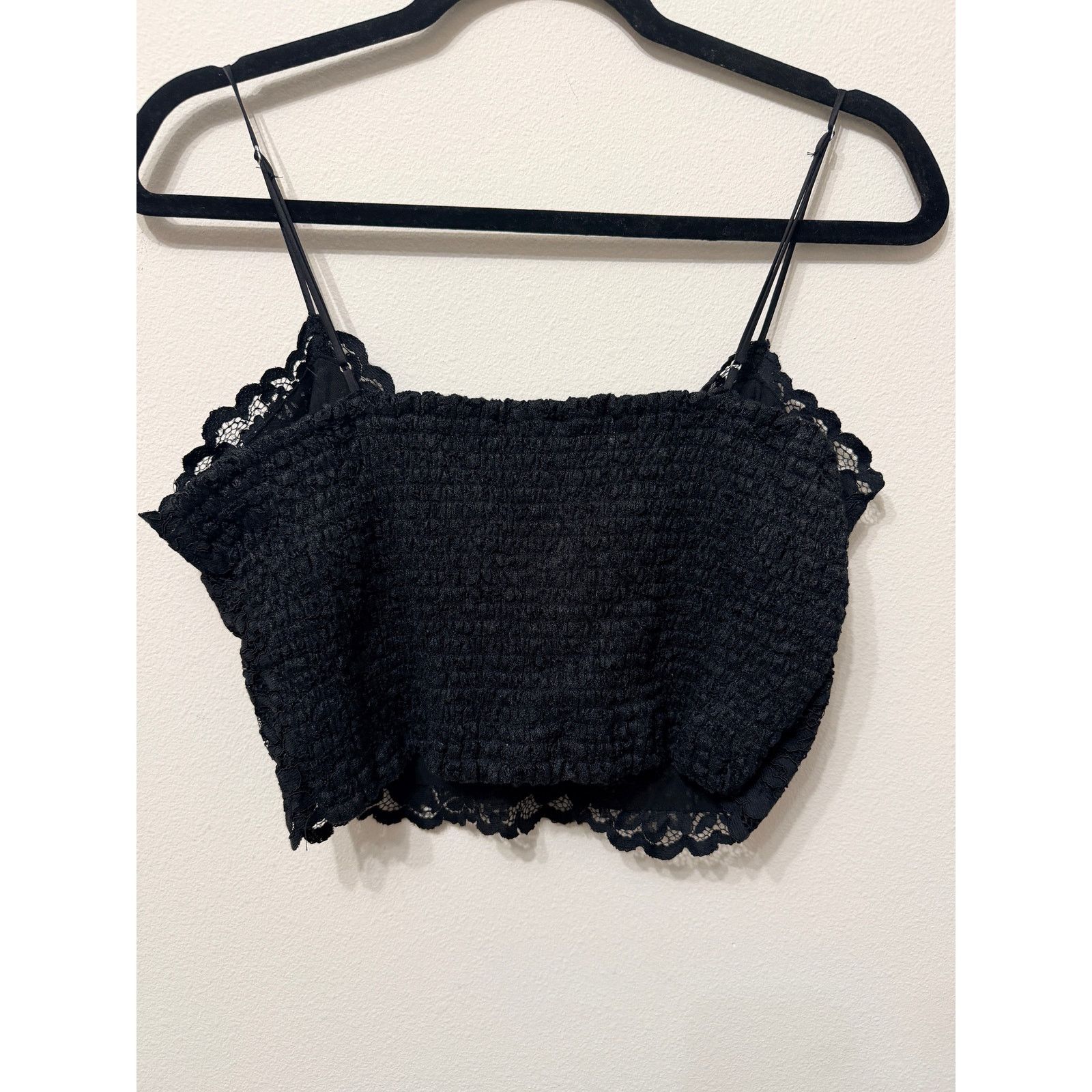 Express Express Black Allover Lace Cropped Cami Sz L $54 MSRP Size L / US 10 / IT 46 - 3 Thumbnail