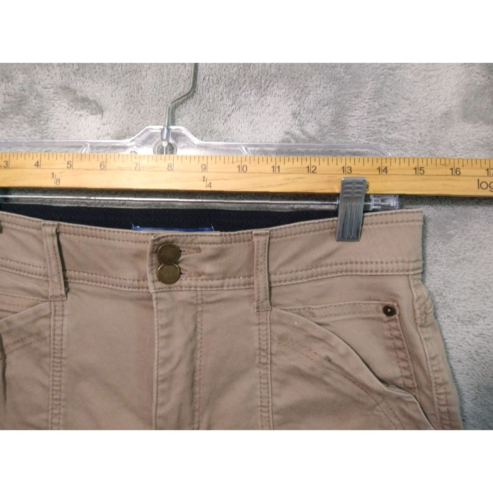 Vintage Democracy Pants Womens 8 Beige Chino Casual Travel Tapered Leg Pockets Stretch Mid Rise Size 30" / US 8 / IT 44 - 3 Thumbnail