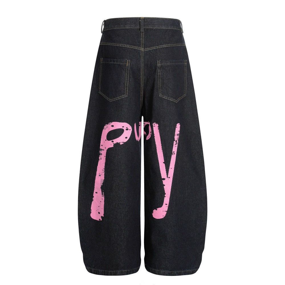 Men´s loose graffiti print wide-leg scimitar jeans Bottoms