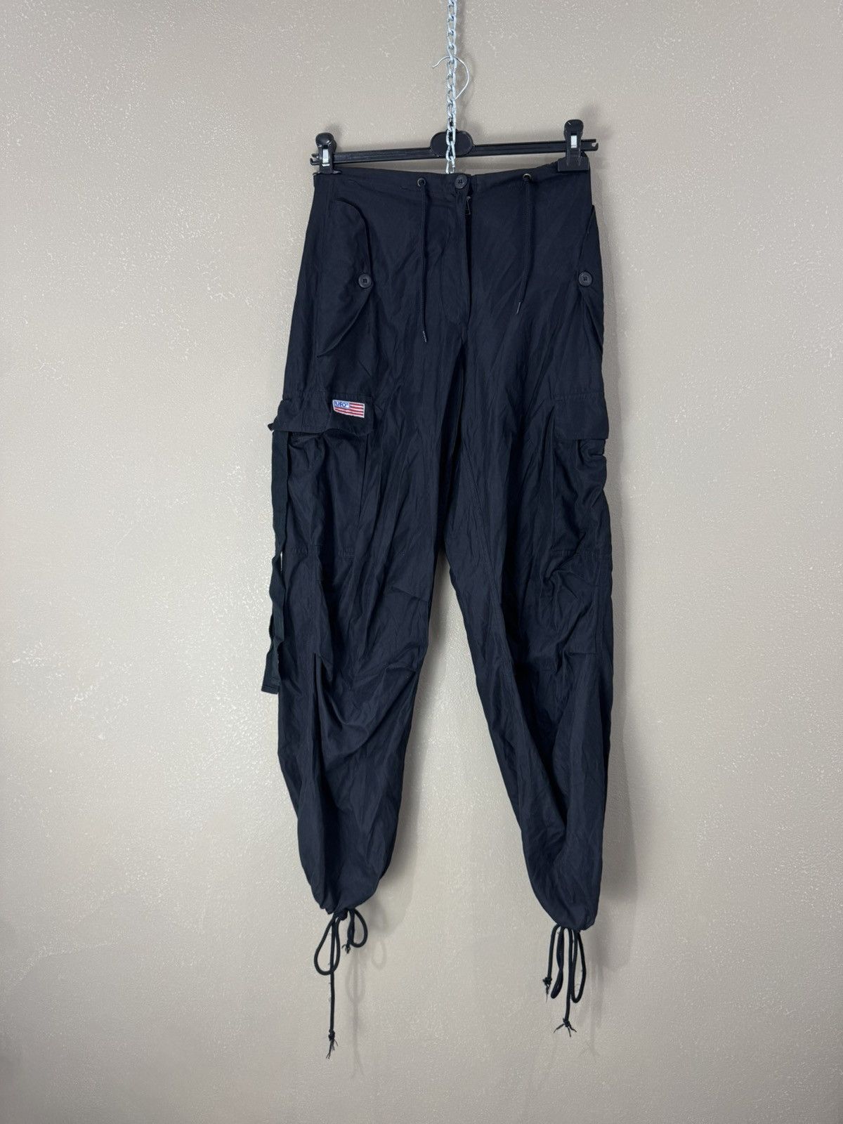 Vintage Y2K UFO USA fire black parachute pants cargo Size US 30 / EU 46 - 1 Thumbnail