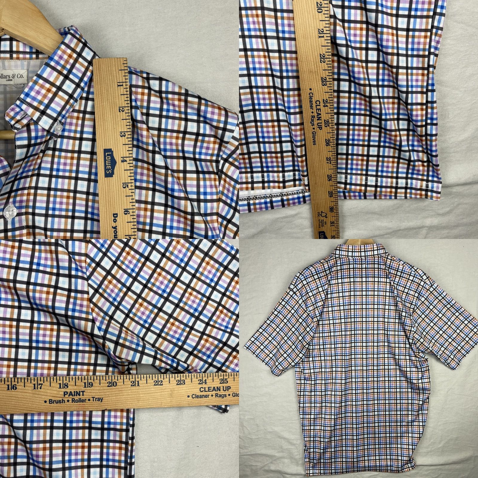 CO Collars & Co Polo Shirt Mens Large Checked Button Down Short Sleeve Multi Color Size US L / EU 52-54 / 3 - 8 Thumbnail