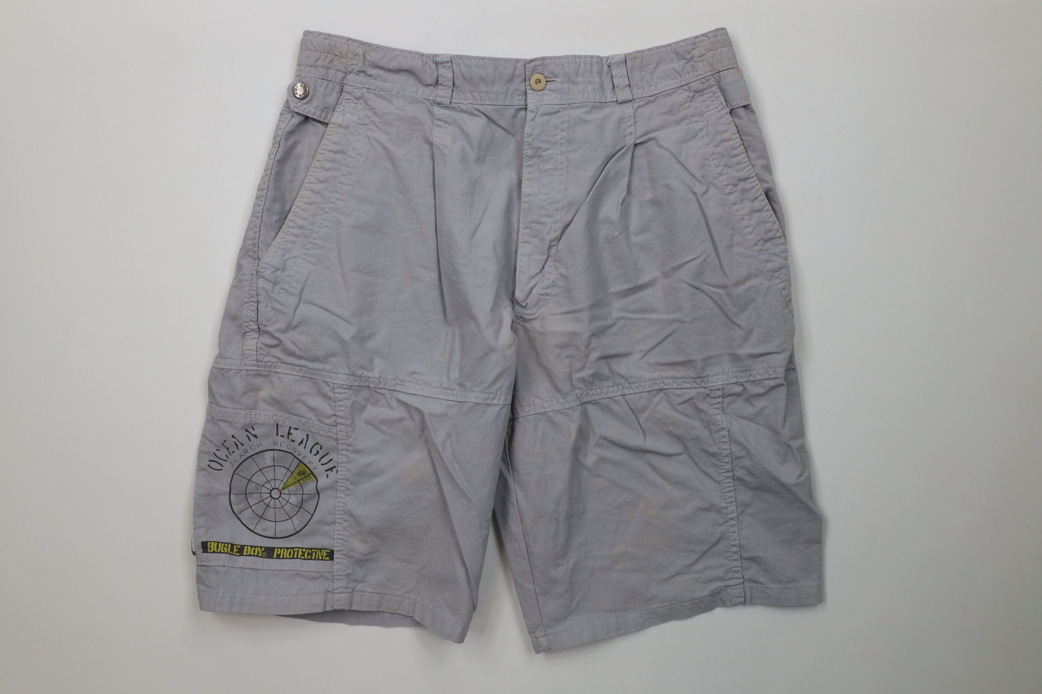 Vintage Vintage 90s Bugle Boy Ocean League Pleated Shorts Gray Size US 32 / EU 48 - 1 Thumbnail