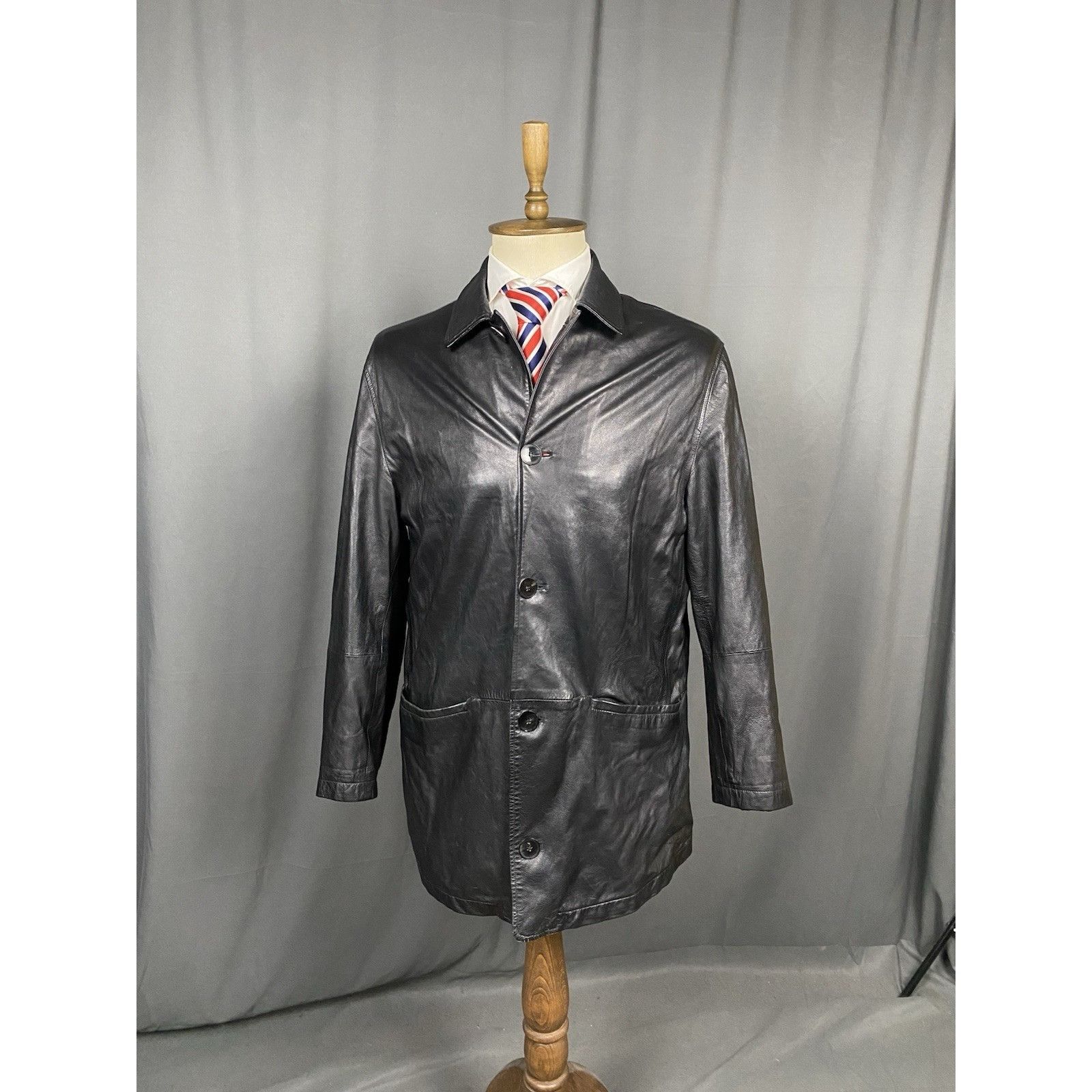 Canali Canali Vintage Men's Black Leather Coat Size 52 Size US L / EU 52-54 / 3 - 1 Thumbnail