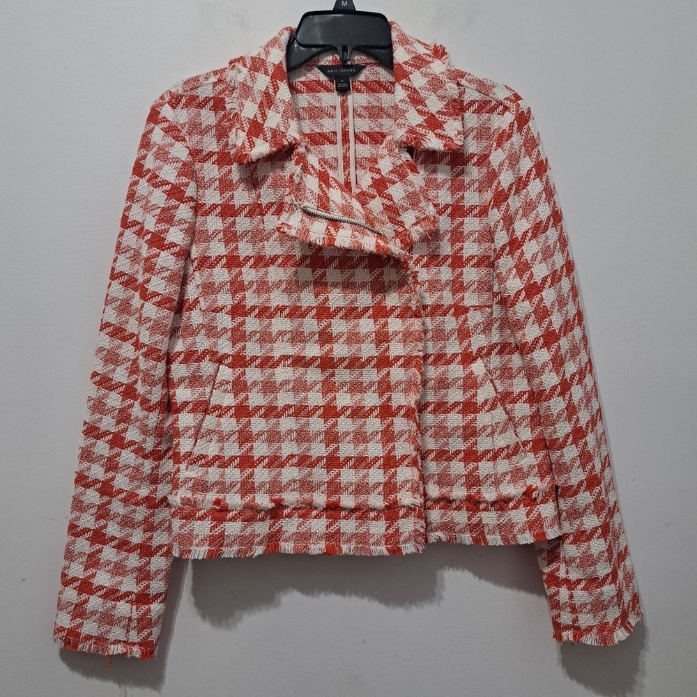Ann Taylor Ann Taylor Houndstooth Tweed Checkered Moto Woven Fall Chic Size M / US 6-8 / IT 42-44 - 13 Thumbnail