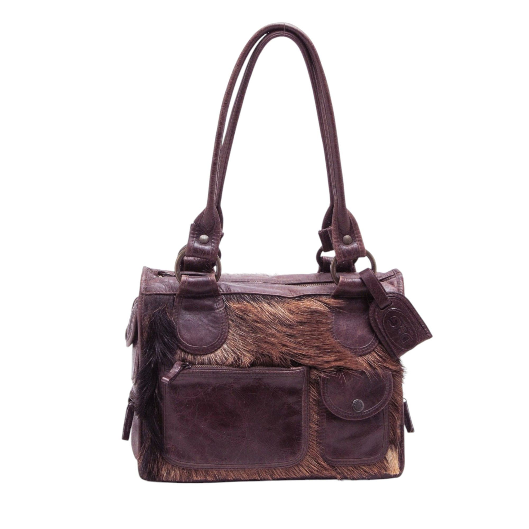 Dolce & Gabbana D&G Y2K Leather and Fur Multipocket Shoulder Bag 