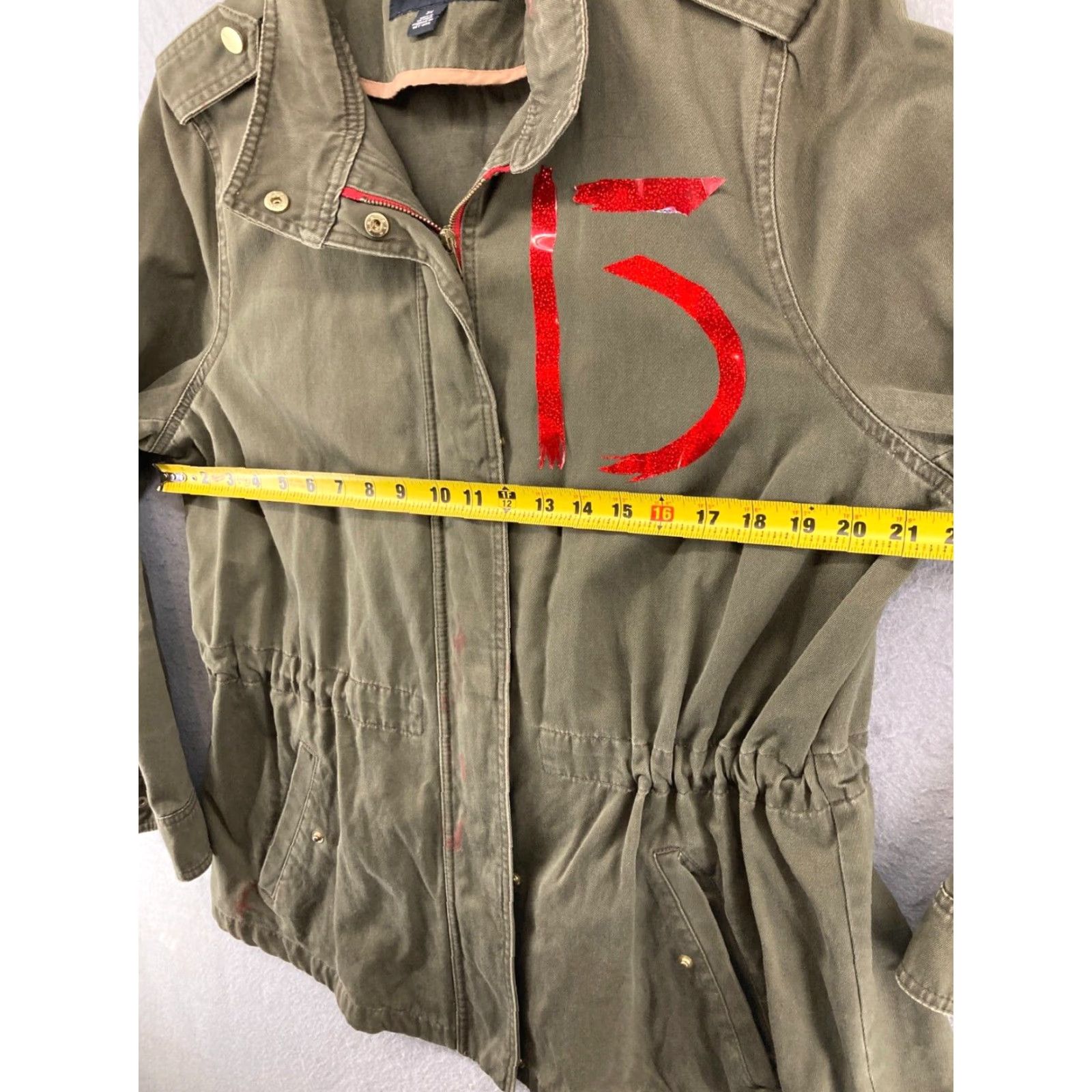 Forever 21 FOREVER 21 Jacket Womens 2X Plus Size Military Style Crystal Lake Horror Green Canvas Cotton Collar Zip Shirt Womens 90s Fashion Size XXL / US 16-18 / IT 52-54 - 2 Thumbnail