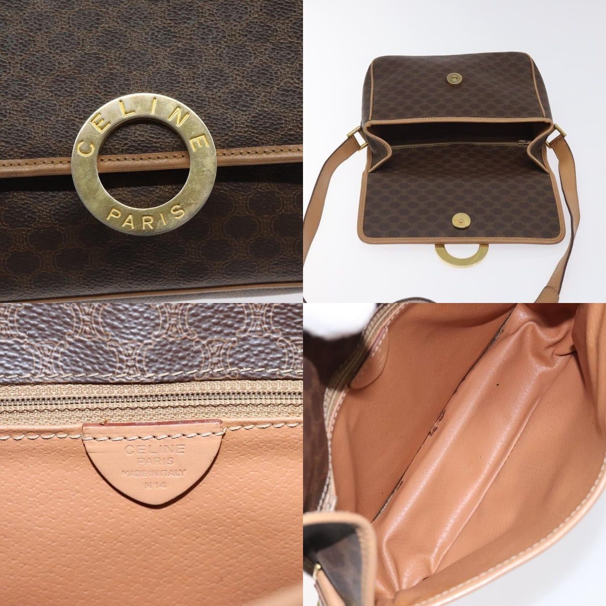 Celine CELINE Macadam Canvas Shoulder Bag Pvc Leather Brown Gold Size ONE SIZE - 11 Thumbnail