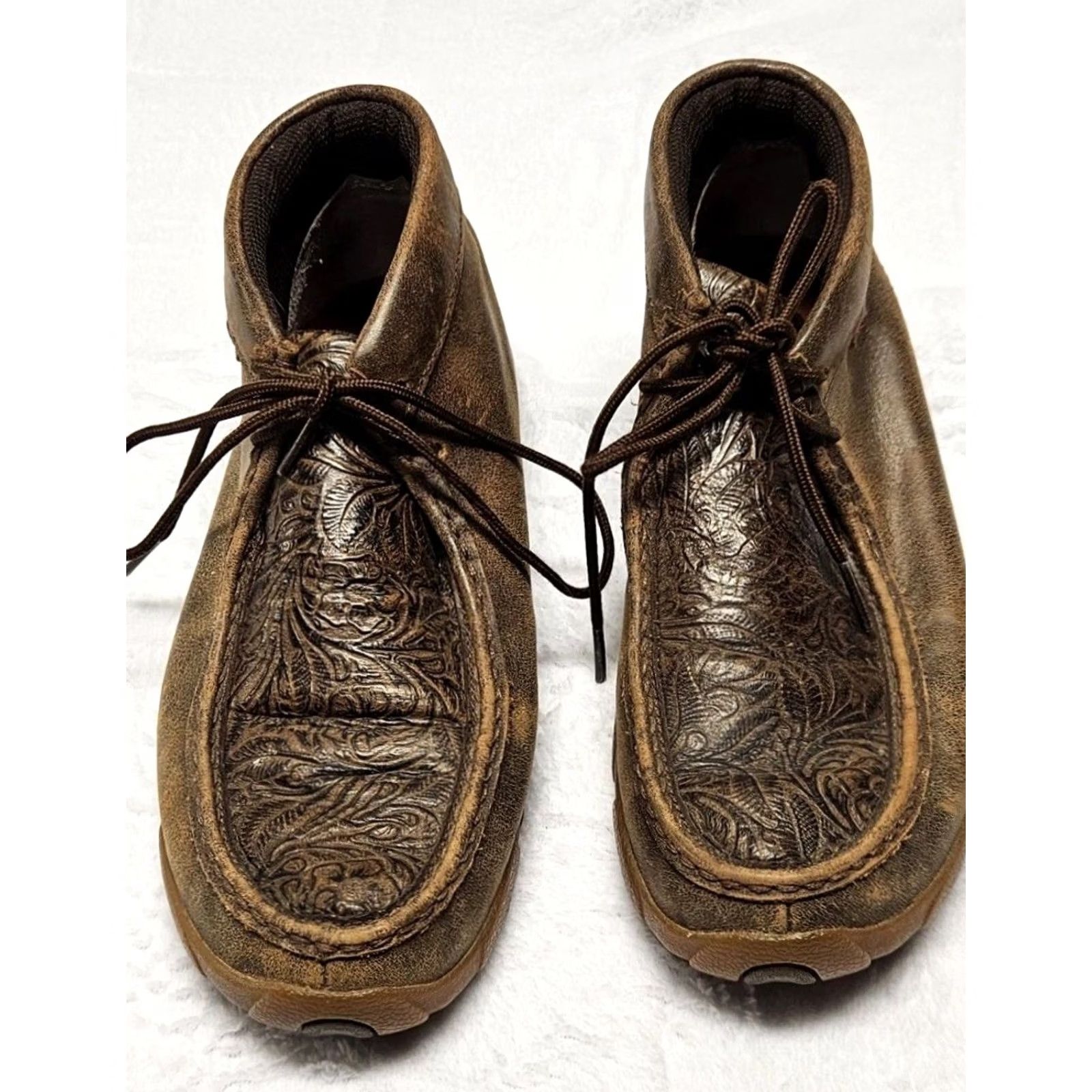 Twisted X Twisted X Womens 8.5M Tooled Leather Driving Moc Boots Model WDM0079 Size US 9 / IT 39 - 2 Thumbnail