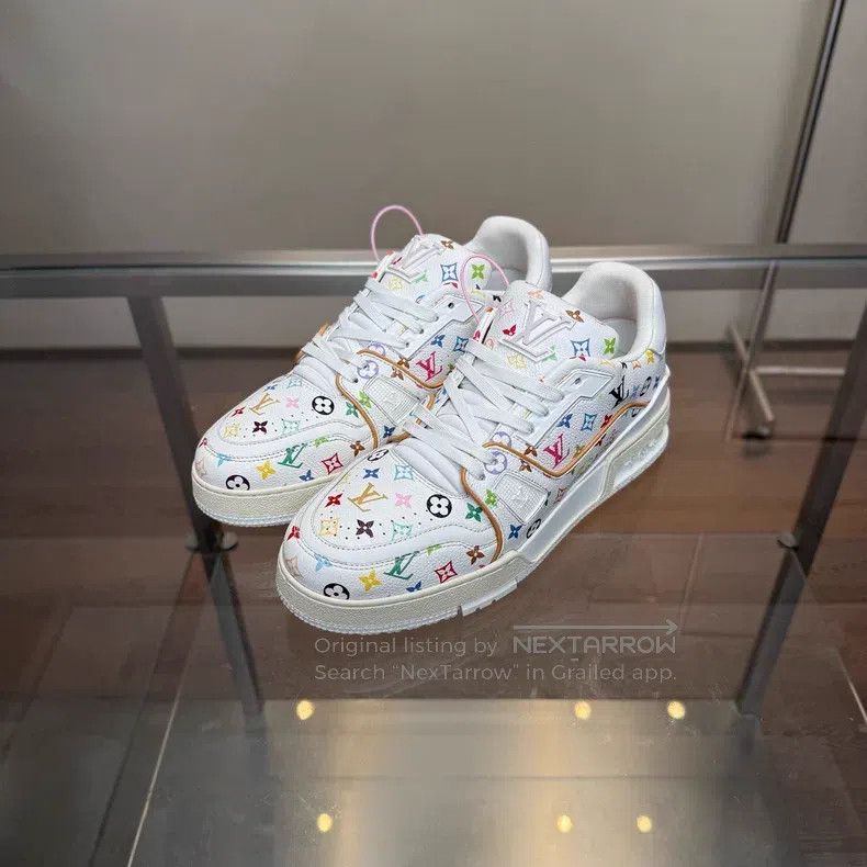 Louis Vuitton Louis Vuitton White Tri-color Takashi Murakami shoes Size US 7 / EU 40 - 1 Thumbnail