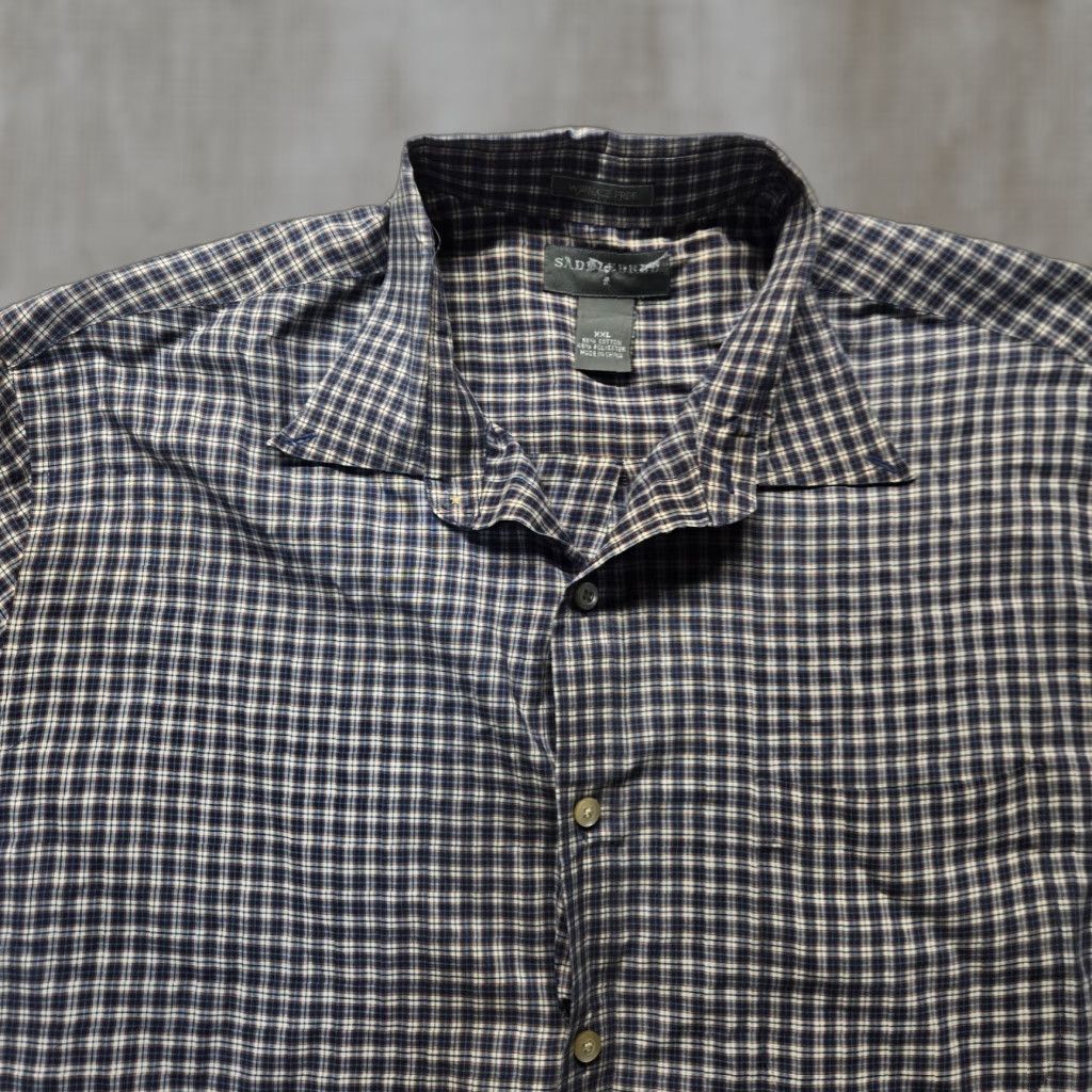 Vintage Saddlebred Blue Plaid Classic Fit Button Up Long Sleeve Adult Men's 2XL XXL Shirt Size US XXL / EU 58 / 5 - 1 Thumbnail