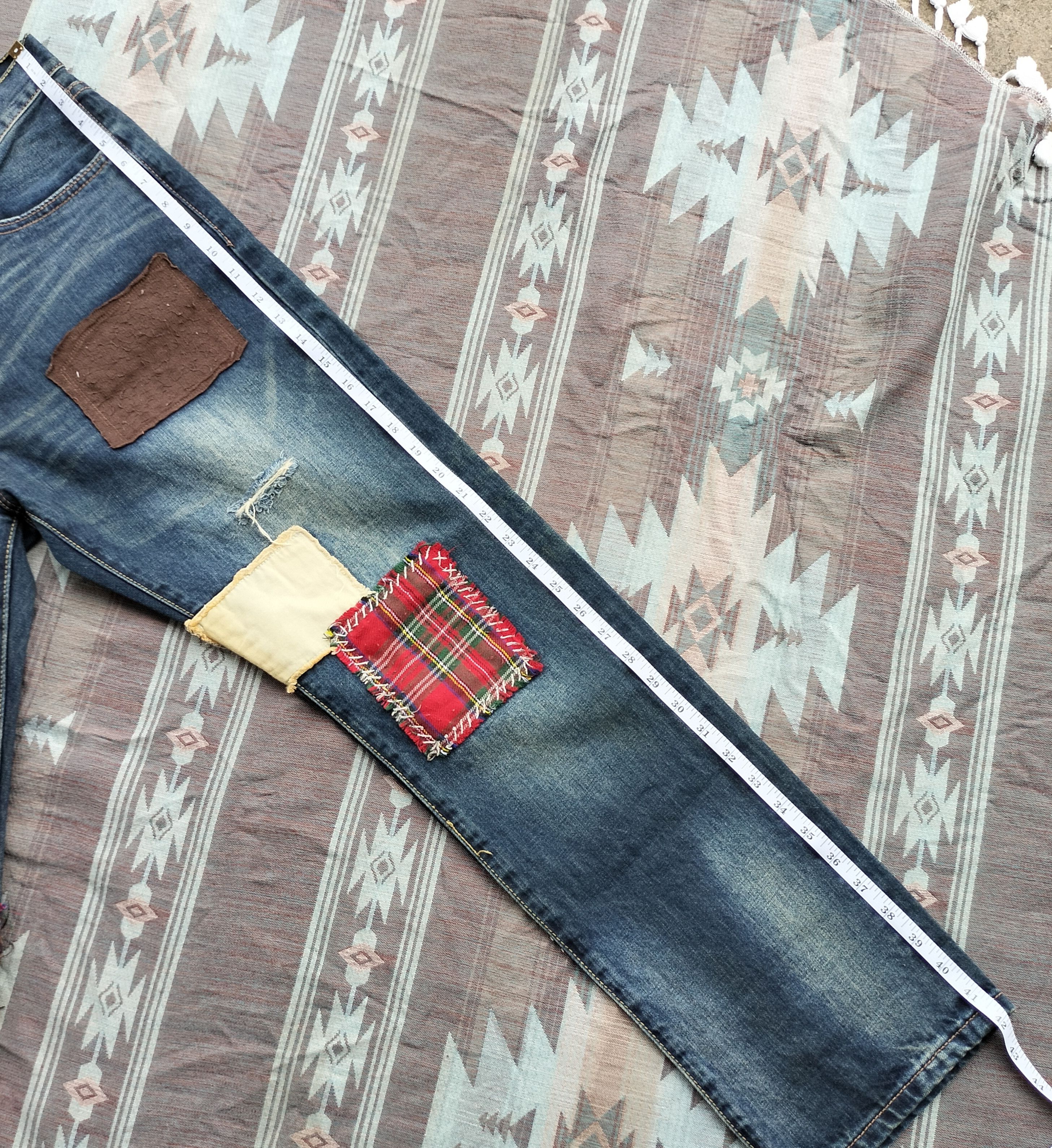 izzue Izzue patchwork premium denim japan Size US 33 - 20 Thumbnail