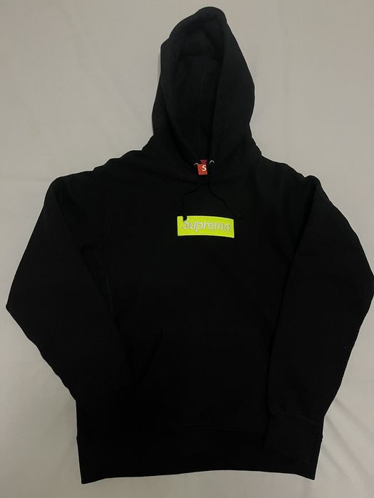 Supreme box logo store hoodie black lime