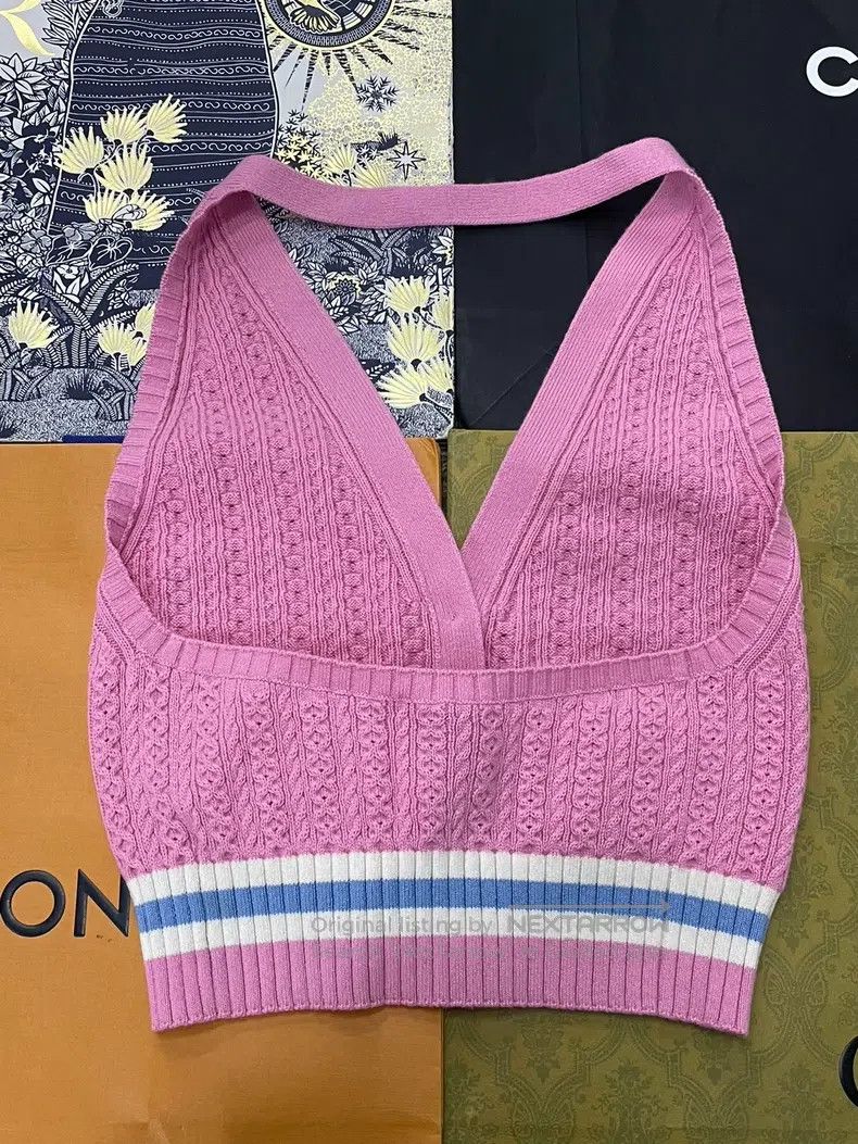 Chanel Chanel Pink striped hanging neck knit Size XS / US 0-2 / IT 36-38 - 3 Thumbnail