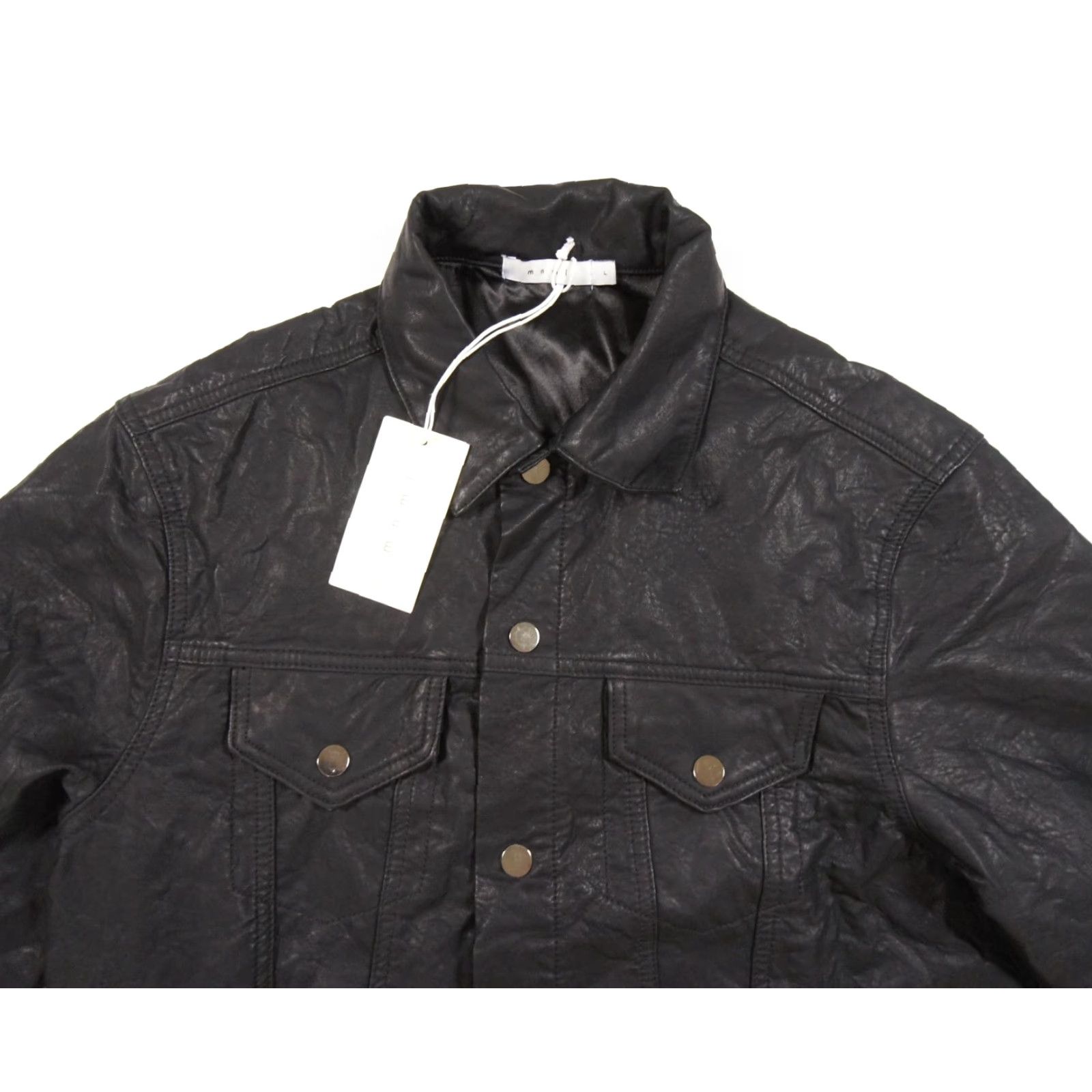 MNML Mnml Jacket Mens Large Black Faux Leather Trucker Bomber Outdoor Casual Workwear NEW Size US L / EU 52-54 / 3 - 2 Thumbnail