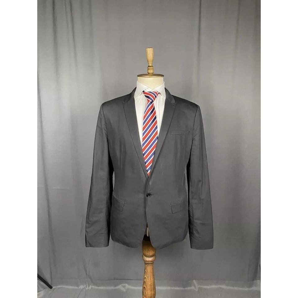 Allsaints Allsaints Men's Black Cotton Silk Blazer Sportcoat Jacket Si Size 44R - 2 Thumbnail