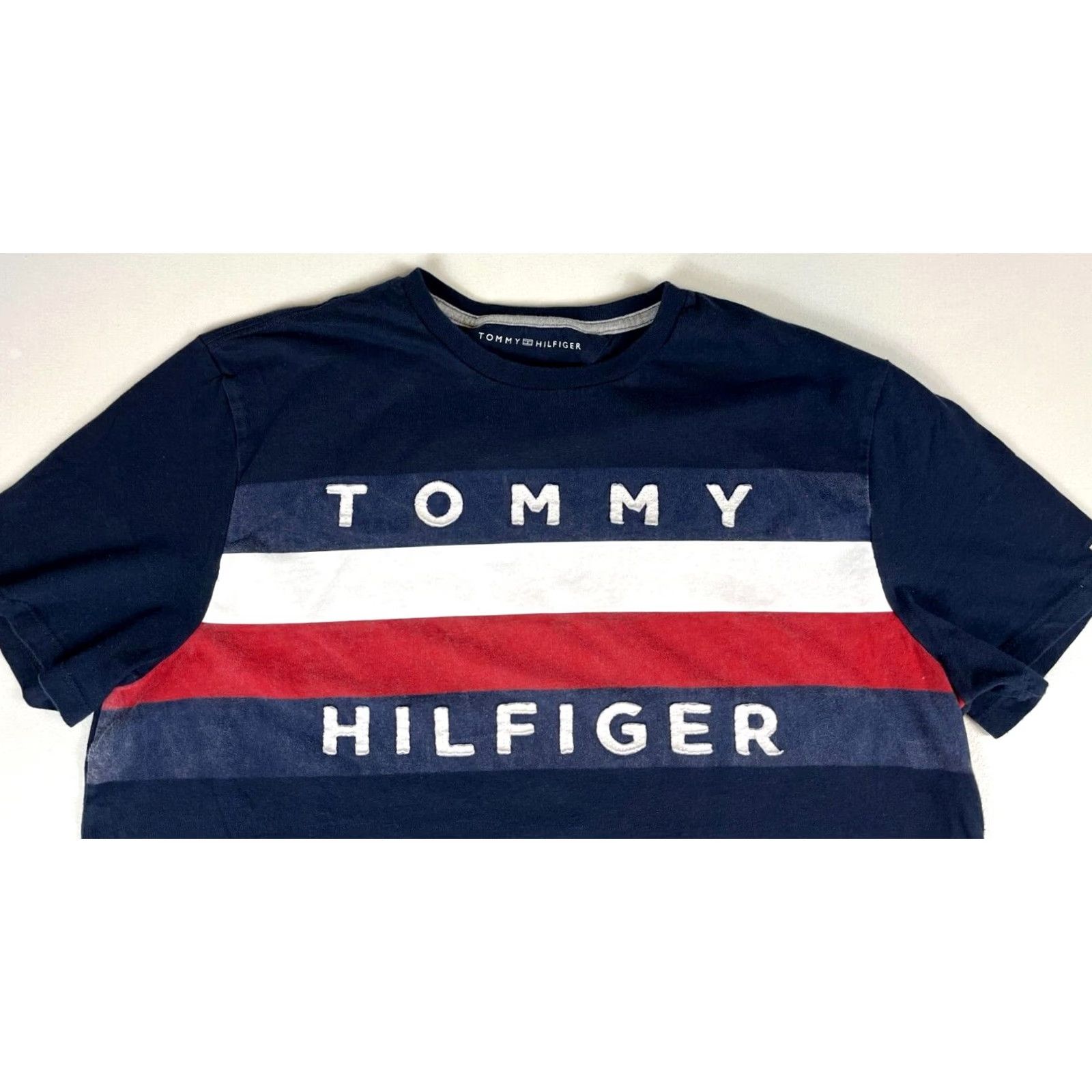 Tommy Hilfiger Tommy Hilfiger T-Shirt Man Navy Blue 100% Cotton Crew Neck Short Sleeve Size L Size US L / EU 52-54 / 3 - 3 Thumbnail