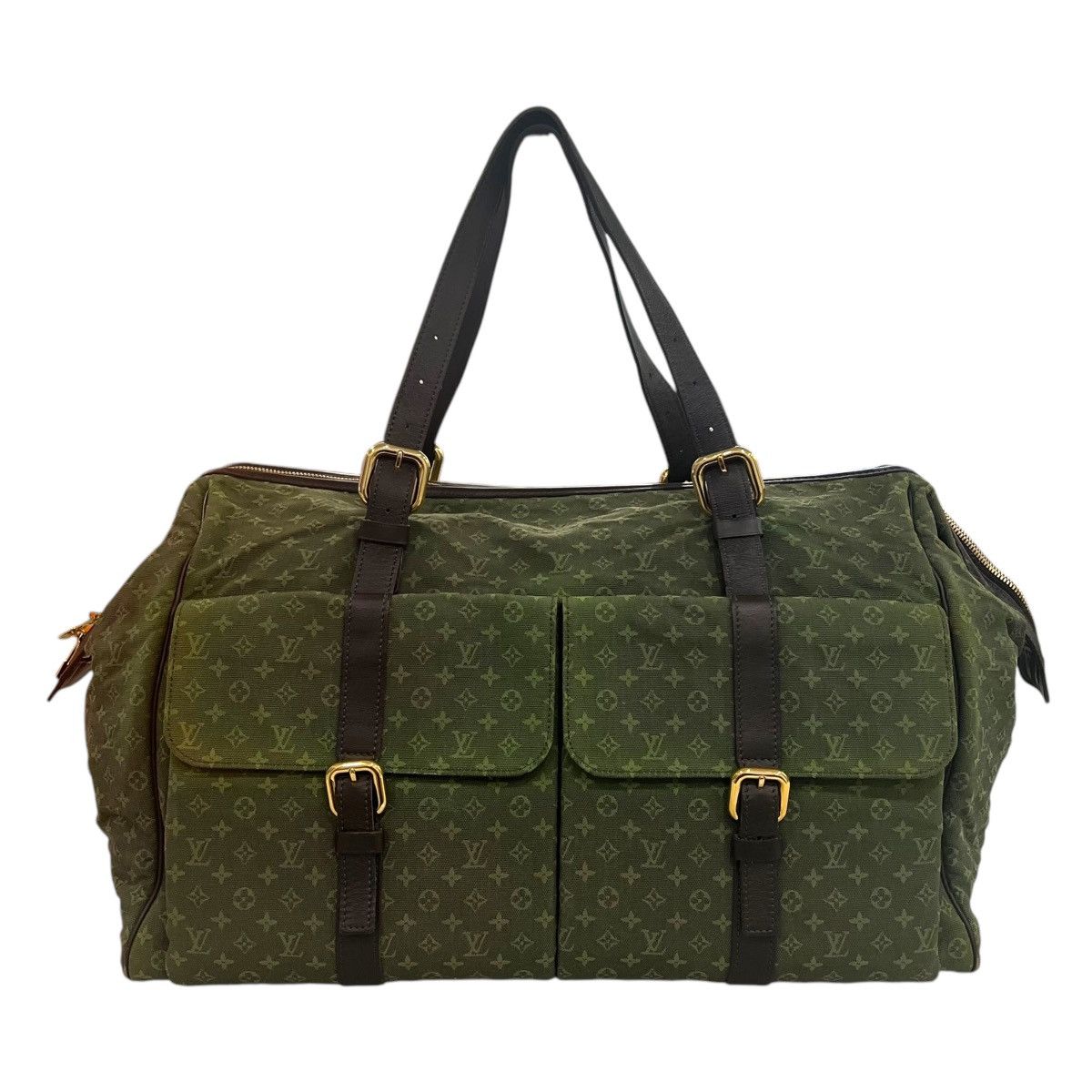Louis Vuitton Mini Lin Monogram Duffle Bag in Green, Men's