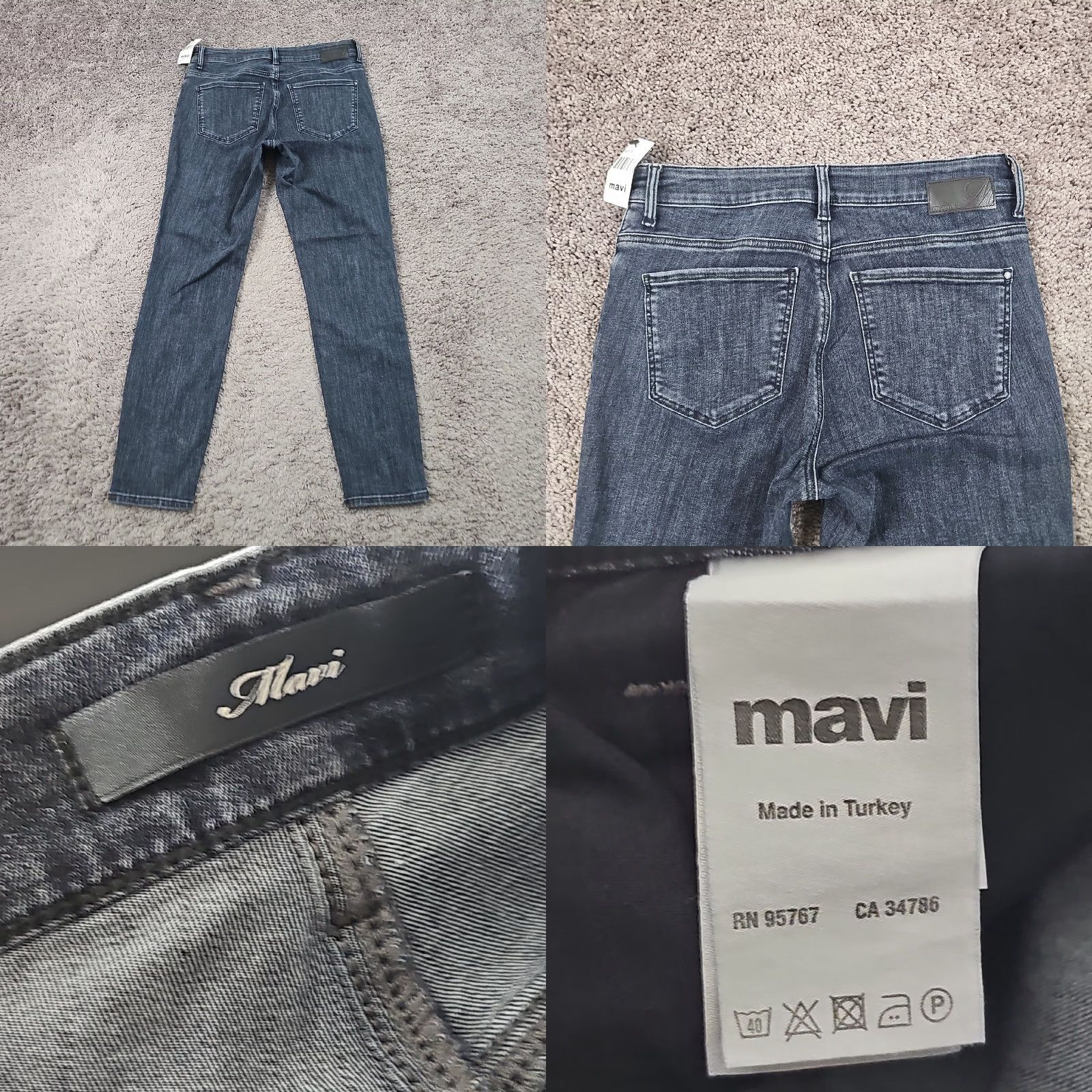 Mavi Mavi Jeans Womens 26 Gray Skinny Ankle Mid Rise Dark Wash Button Fly Denim 26x27 Size 26" / US 2 / IT 38 - 8 Thumbnail