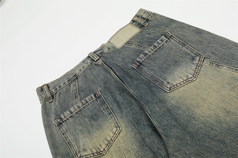 Vintage Punk retro washed patchwork distressed jeans casual Size US 32 / EU 48 - 5 Thumbnail