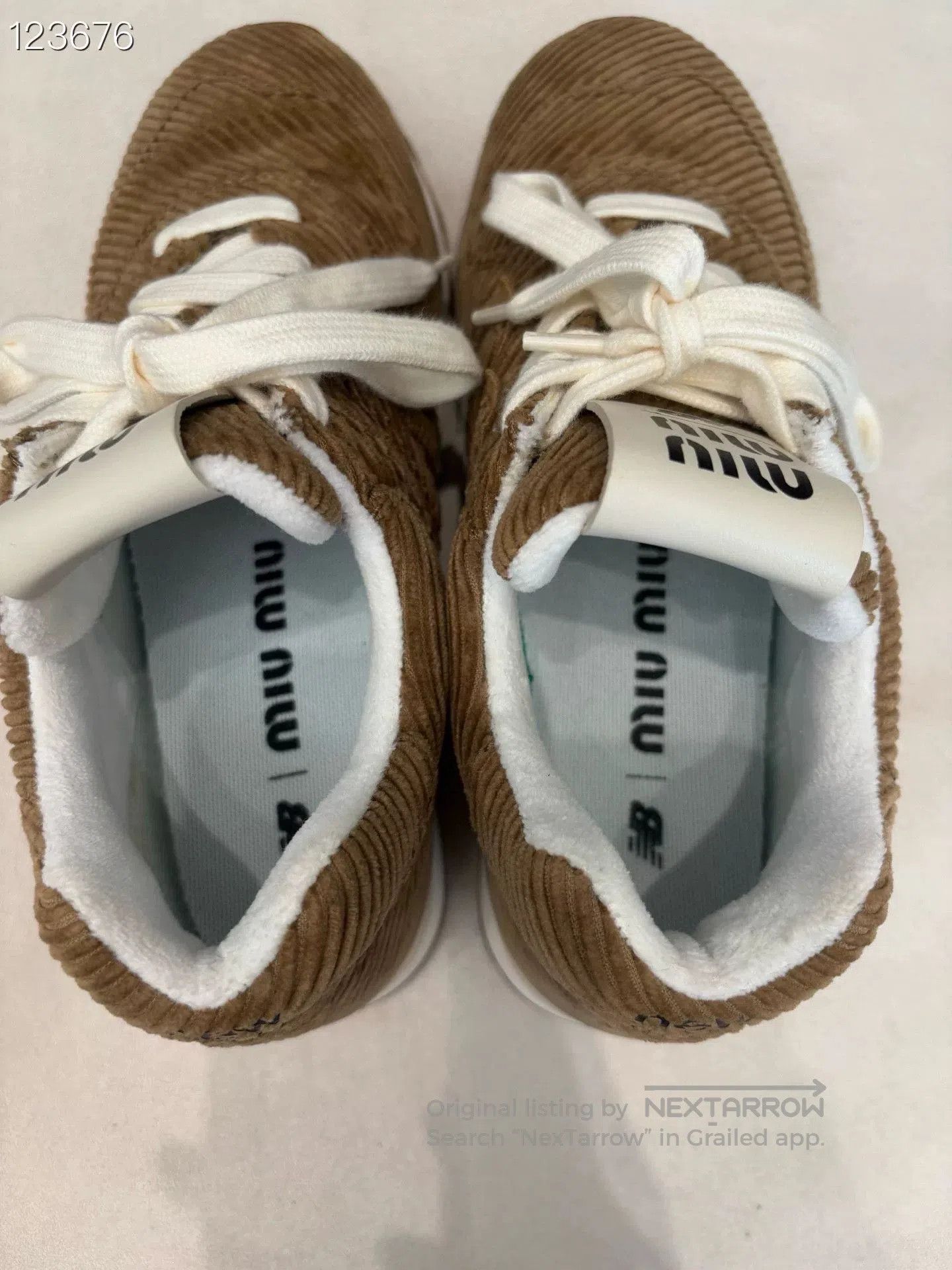 Miu Miu Miumiu New Balance 574 Striped Corduroy Sneakers. Size US 4.5 / IT 34.5 - 5 Thumbnail