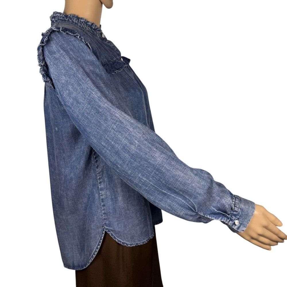 Other NWT New Jane And Delancey Blue Denim Chambray Ruffle Shirt Size XS / US 0-2 / IT 36-38 - 3 Thumbnail