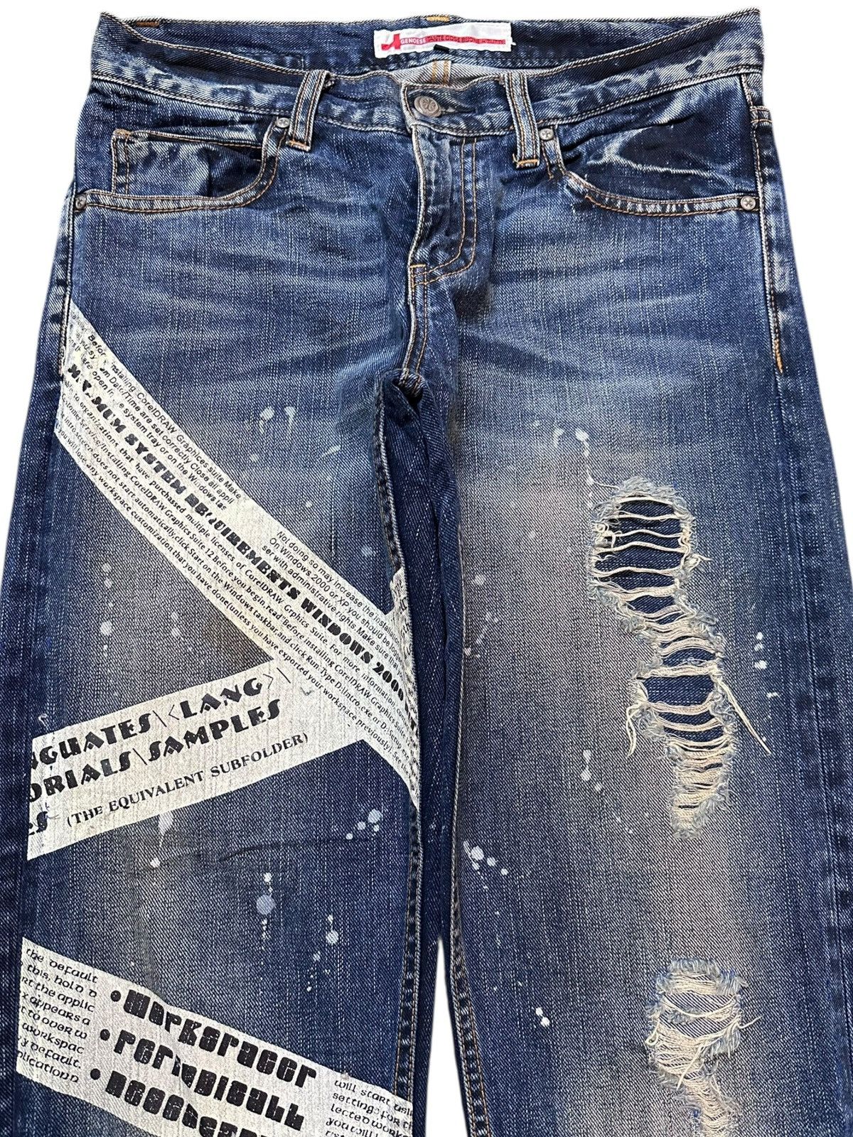 KOJIMA GENES Vintage Geneos Studded Printed Grunge Distressed Denim Size US 30 / EU 46 - 2 Thumbnail