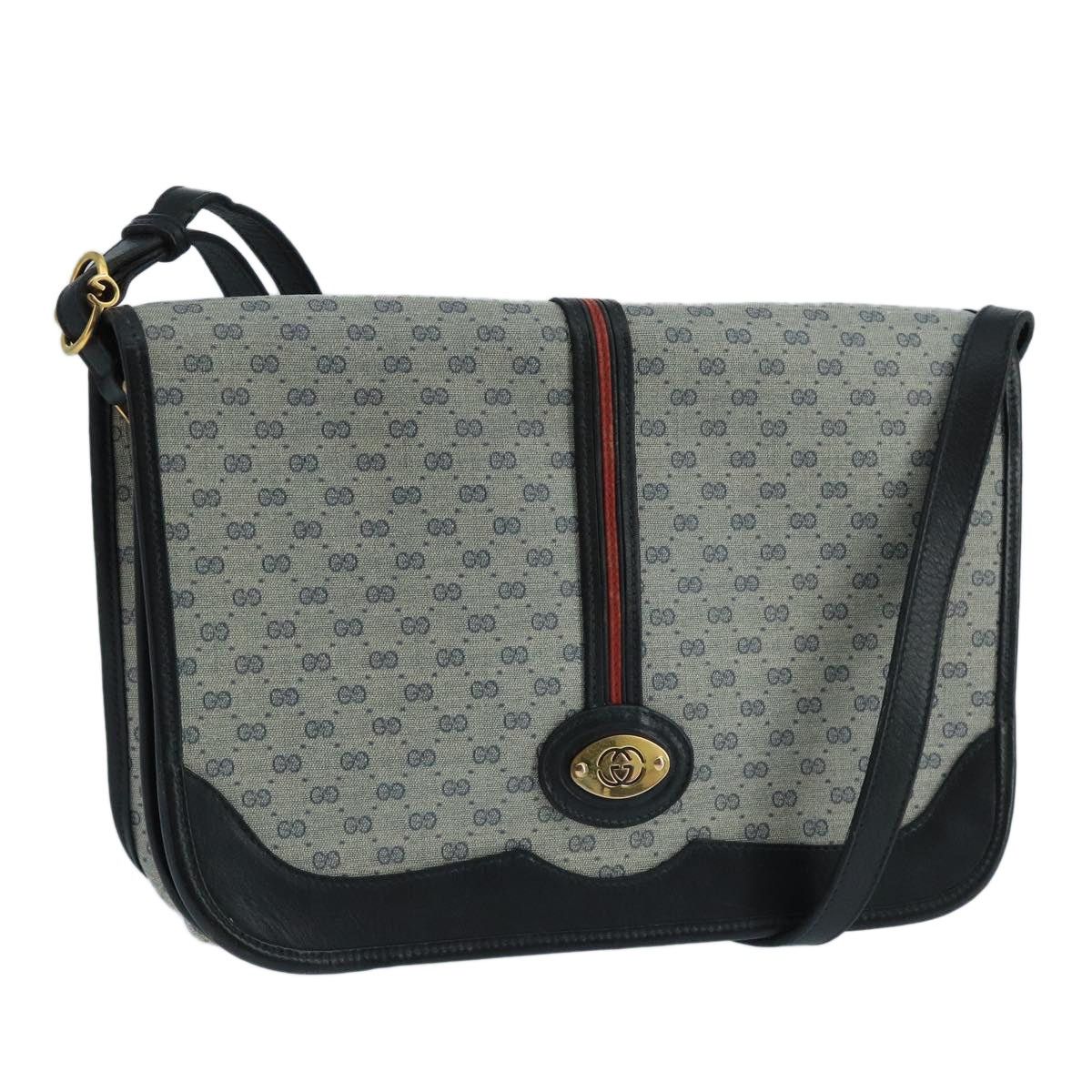 Gucci Micro GG Supreme Shoulder Bag Pvc Navy Gold 001 113 in Blue, Women's