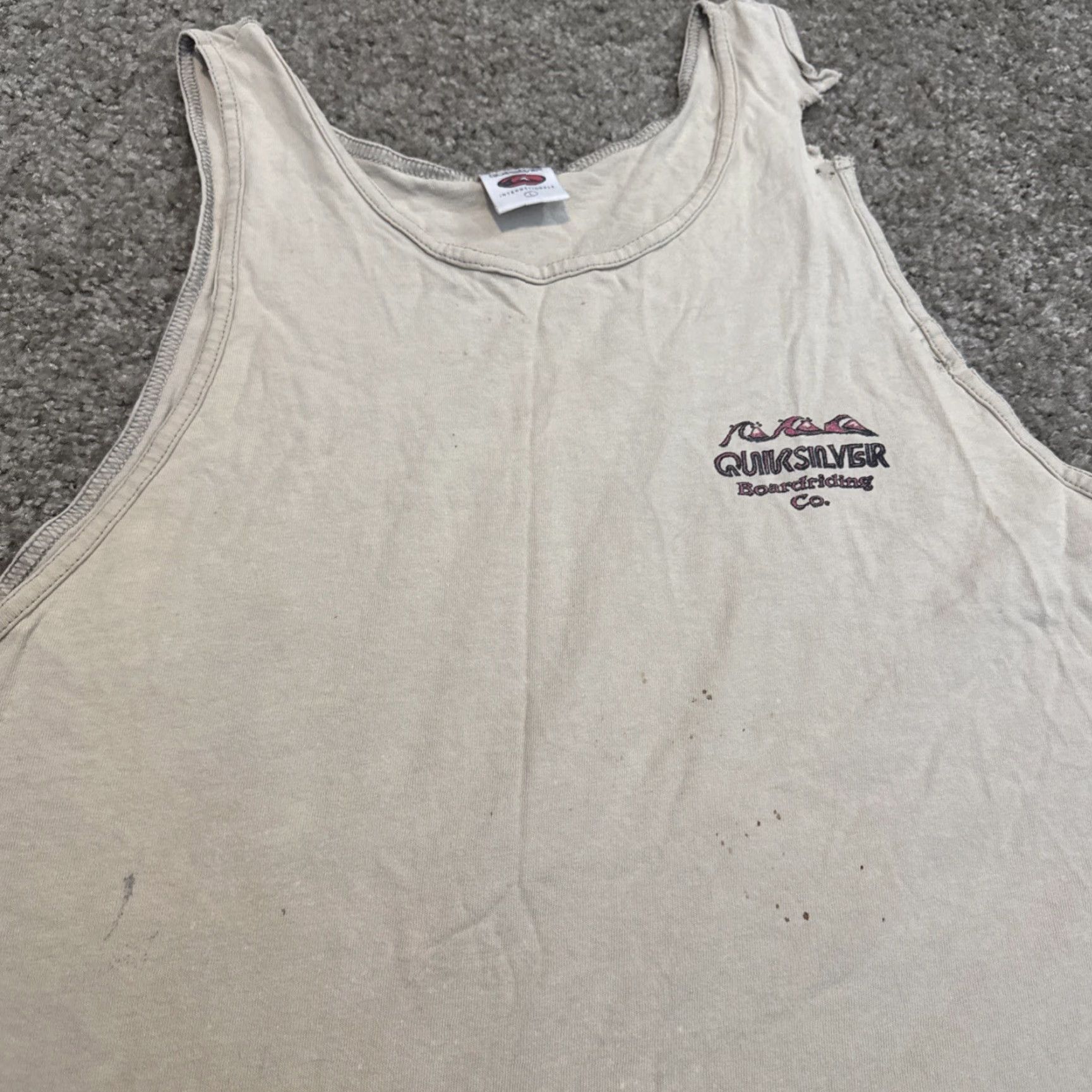 Quiksilver VINTAGE Quiksilver Boarding Co Surf Skate Tank Top Shirt 90s L Beige Mens Short Sleeve T-Shirt Size US L / EU 52-54 / 3 - 6 Thumbnail