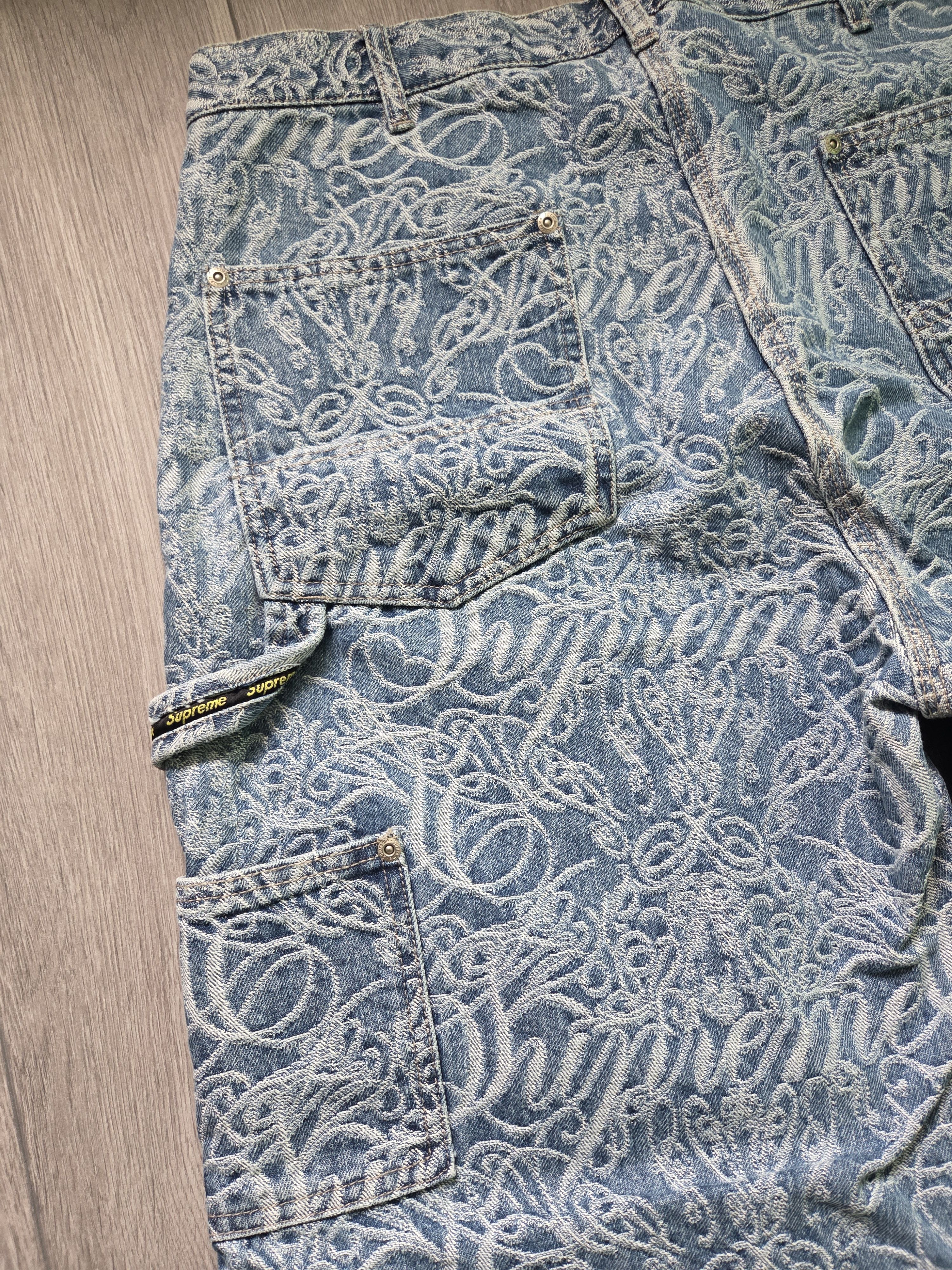 Supreme Supreme FW22 Script Jacquard Double Knee Denim Painter Pant Size US 34 / EU 50 - 5 Thumbnail