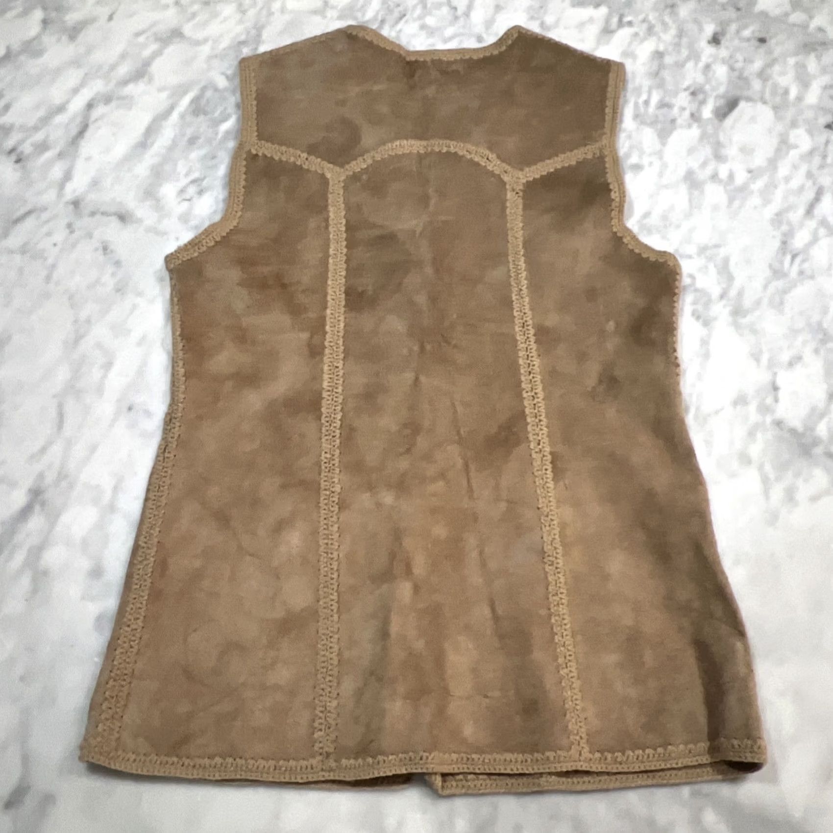 Vintage VINTAGE Leather Knit Gilet Vest Women’s Medium Brown Boho Gilet Vest Size M / US 6-8 / IT 42-44 - 6 Thumbnail