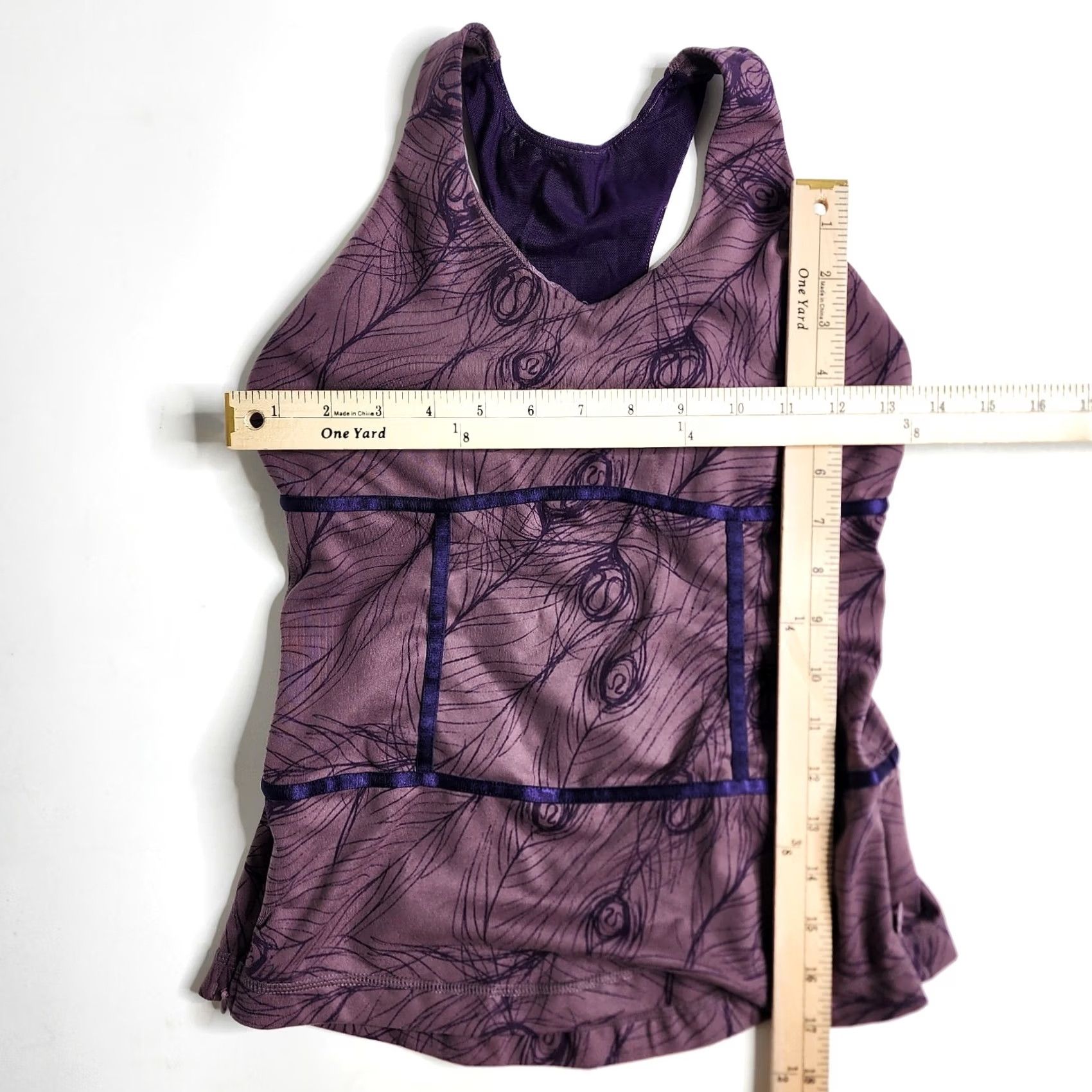 Lululemon Lululemon Sirsa Tank Purple Peacock Racerback Size 6 Built-In Bra Women Activewear Shirt Size ONE SIZE - 3 Thumbnail
